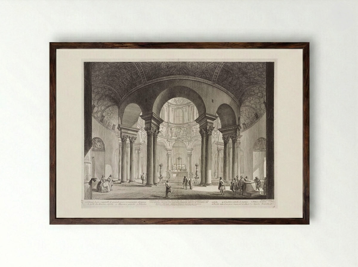 Interior of S. Costanza - Giovanni Battista Piranesi - Framed Print Dark Wood