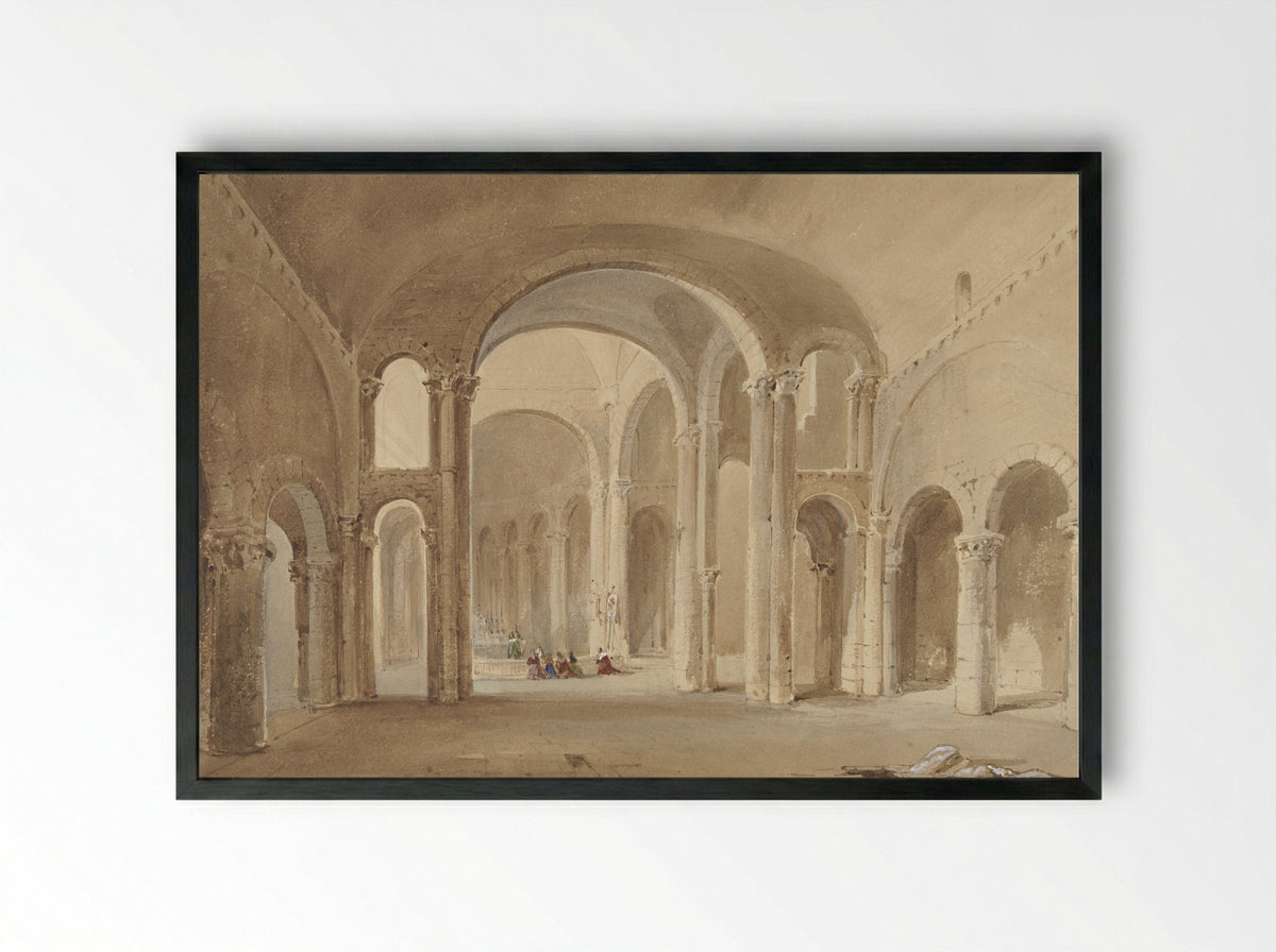 Interior of Saint-Hilaire, Poitiers - Alexis Nicolas Noël - Framed Print Black