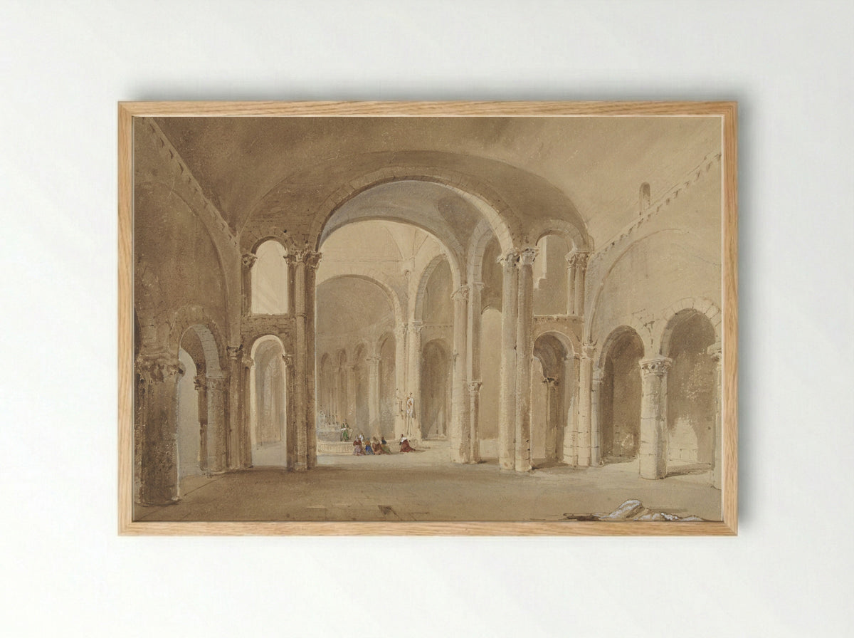 Interior of Saint-Hilaire, Poitiers - Alexis Nicolas Noël - Framed Print Wood
