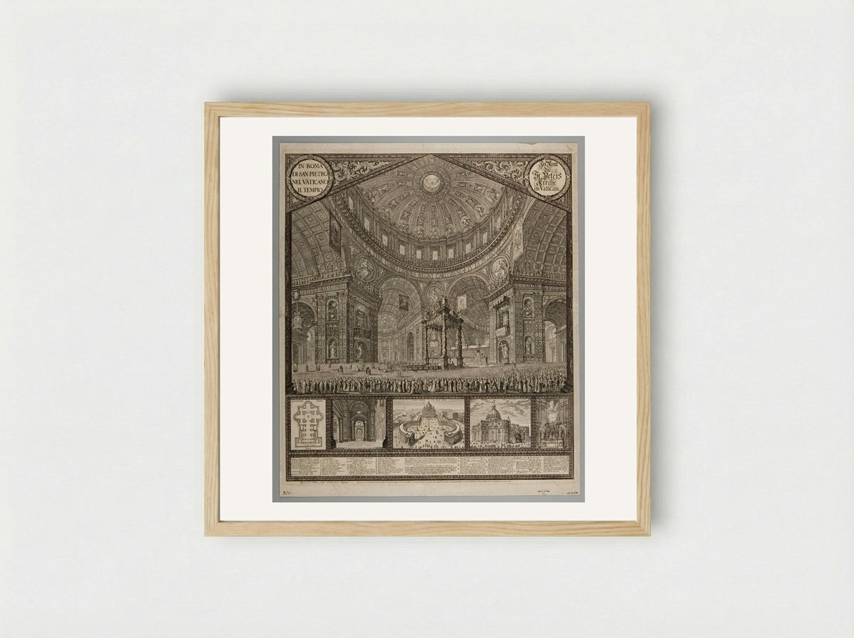 Interior of Saint Peter's at the Jubilee in 1700, under Clement XII - Johann Ulrich Kraus - Framed Print Wood