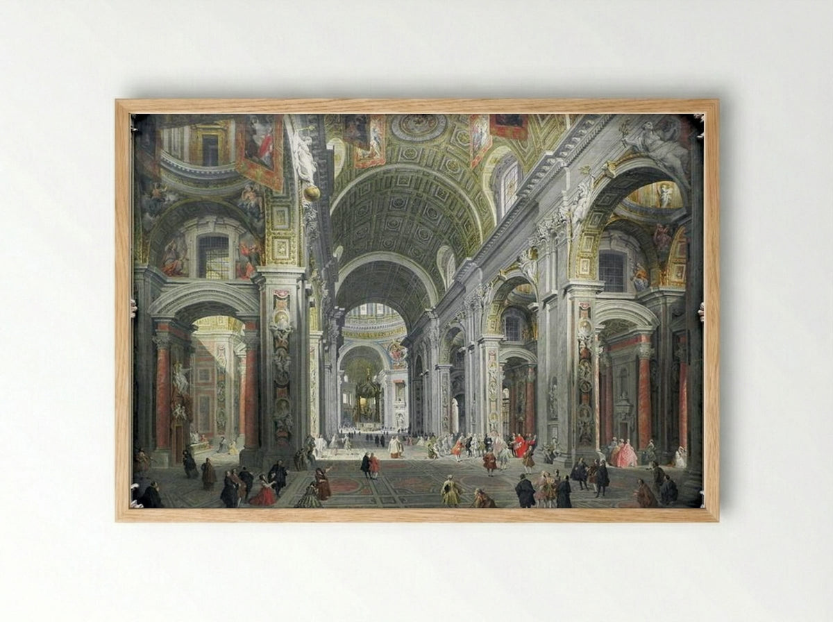 Interior of St. Peter's, Rome - Giovanni Paolo Panini - Framed Print Wood