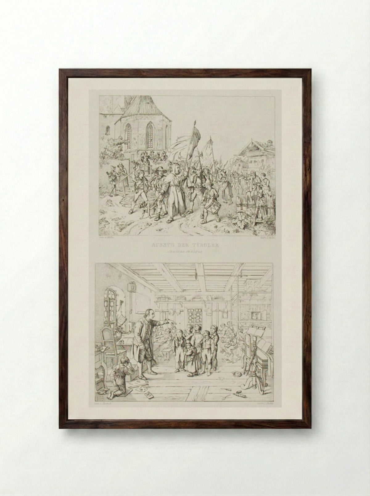 Interior of Village School - Adrian Ludwig Richter - Framed Print Dark Wood