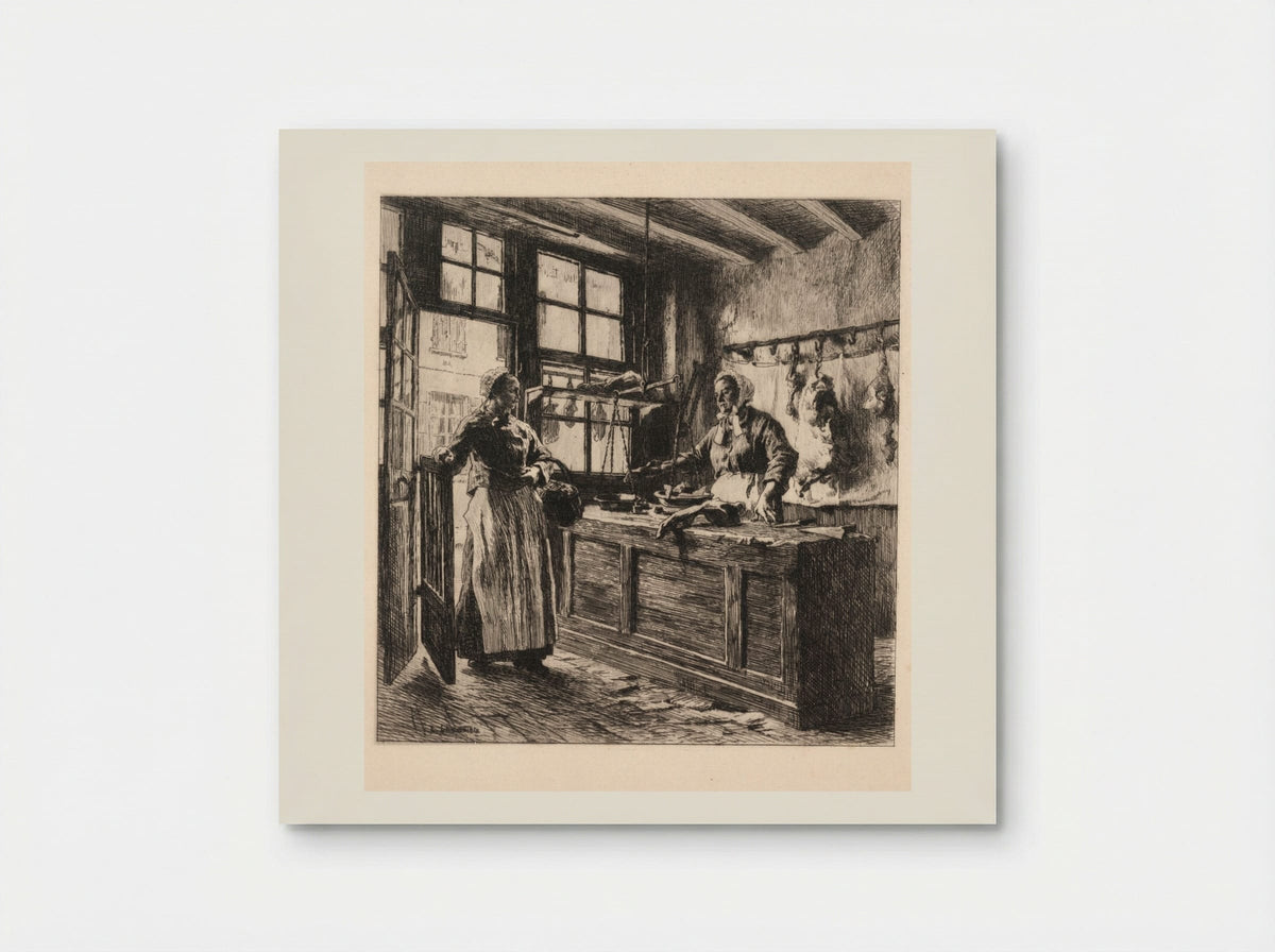 Interior of a Butcher Shop - Léon Augustin Lhermitte - Poster