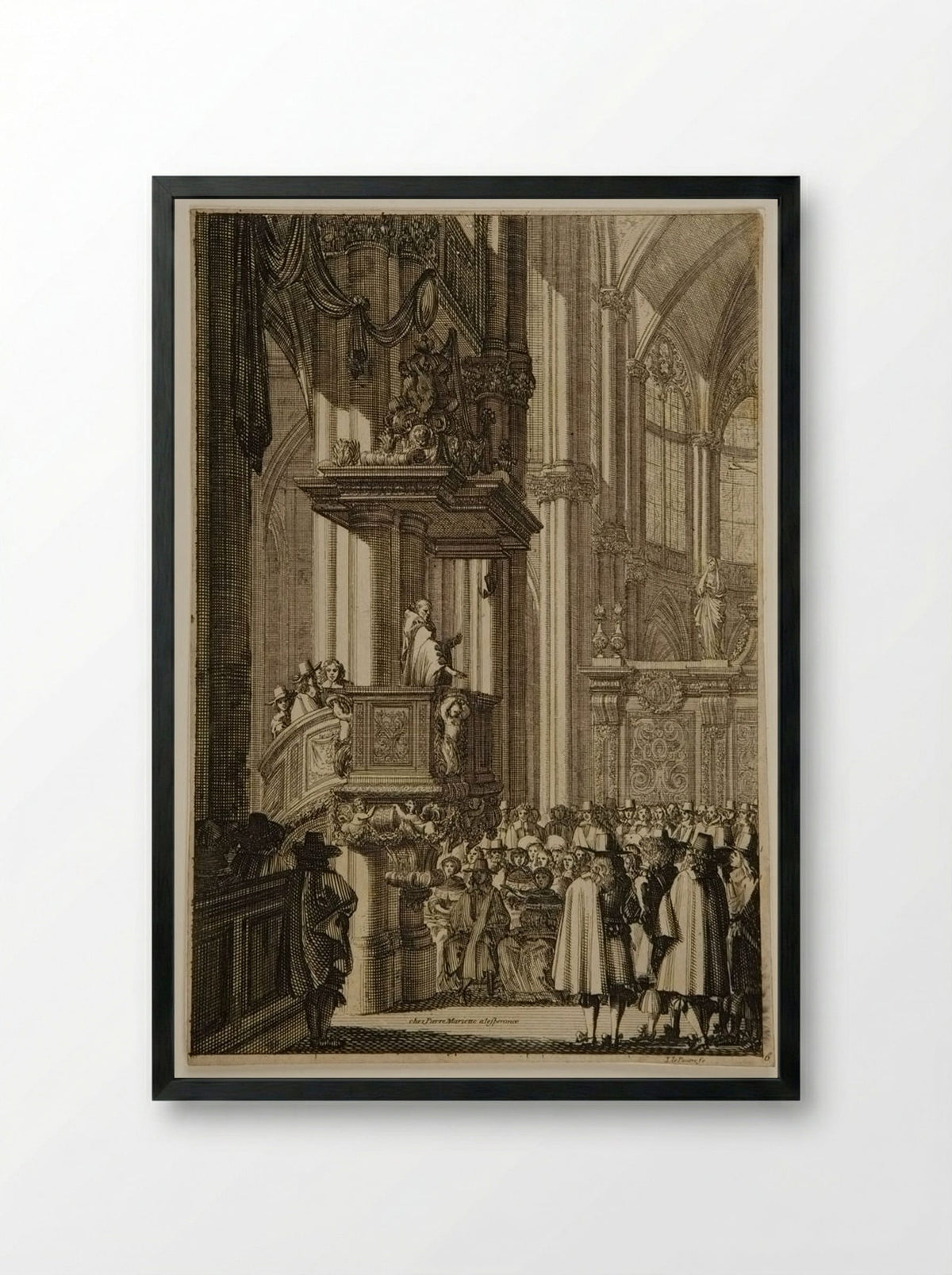 Interior of a Church - Jean Le Pautre - Framed Print Black