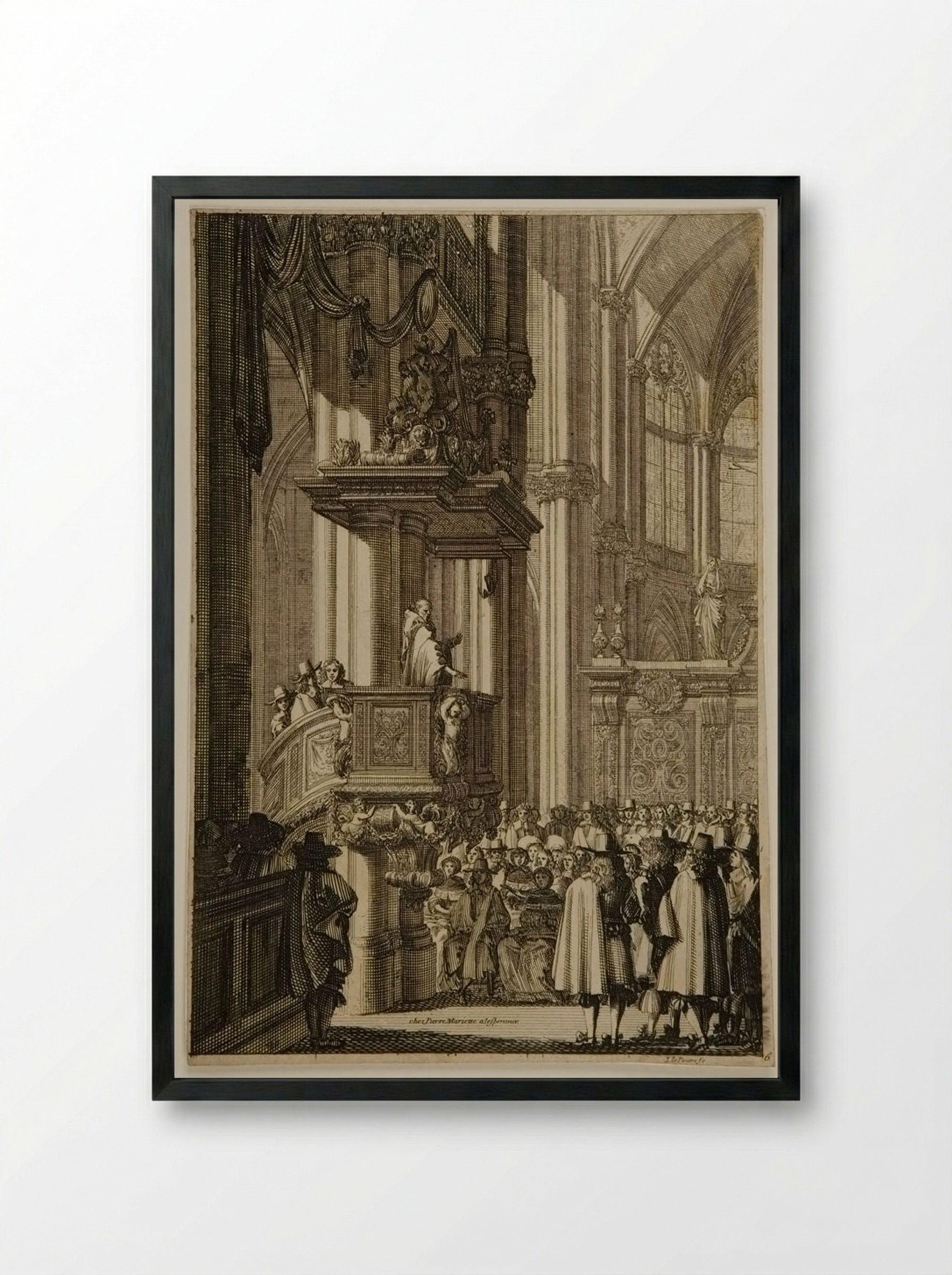 Interior of a Church - Jean Le Pautre - Framed Print Black