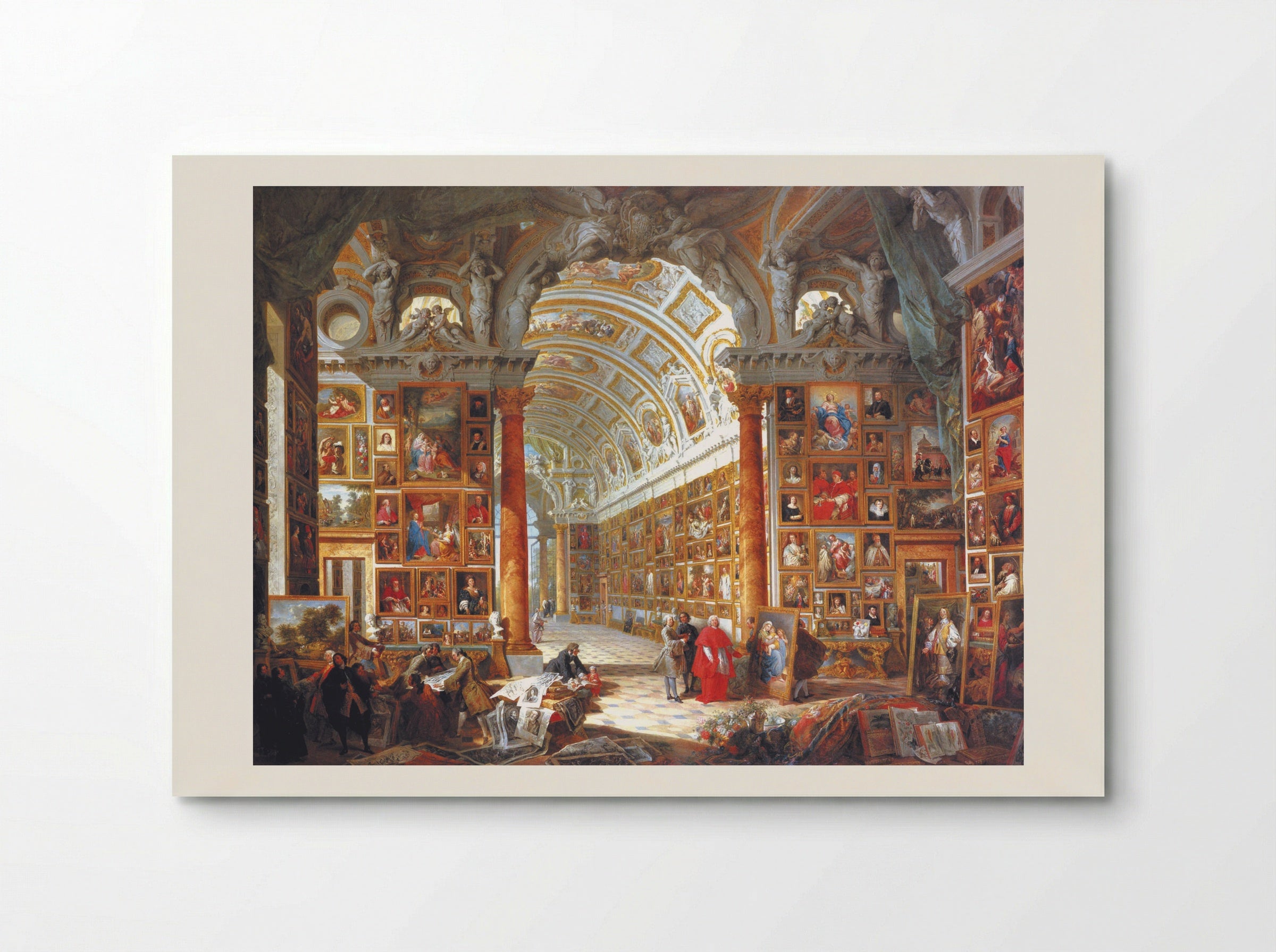 Interior of a Picture Gallery with the Collection of Cardinal Silvio Valenti Gonzaga - Giovanni Paolo Panini - Poster