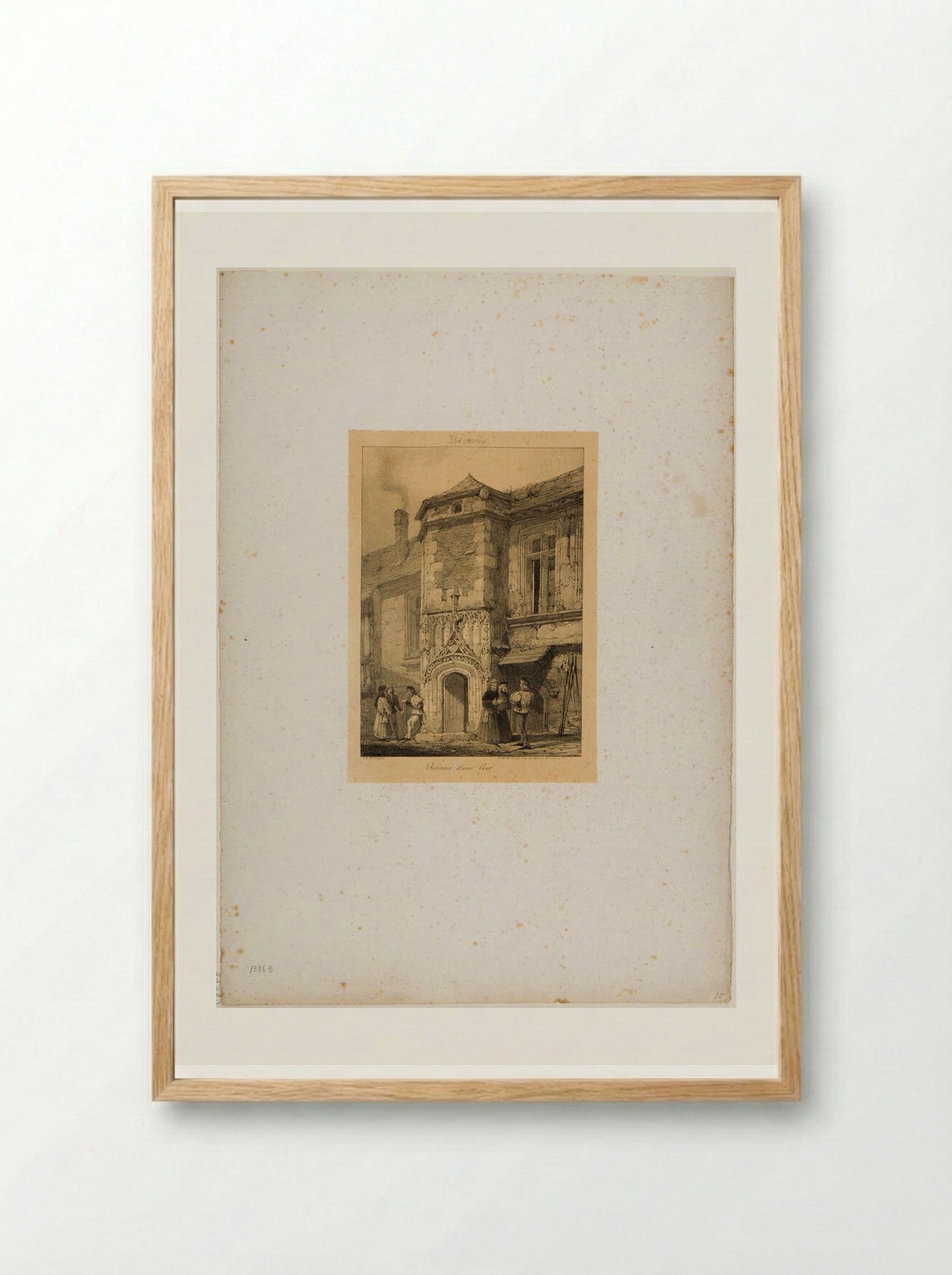 Interior of a courtyard: house on the Rue Saint Veronica at Beauvais - Richard Parkes Bonington - Framed Print Wood