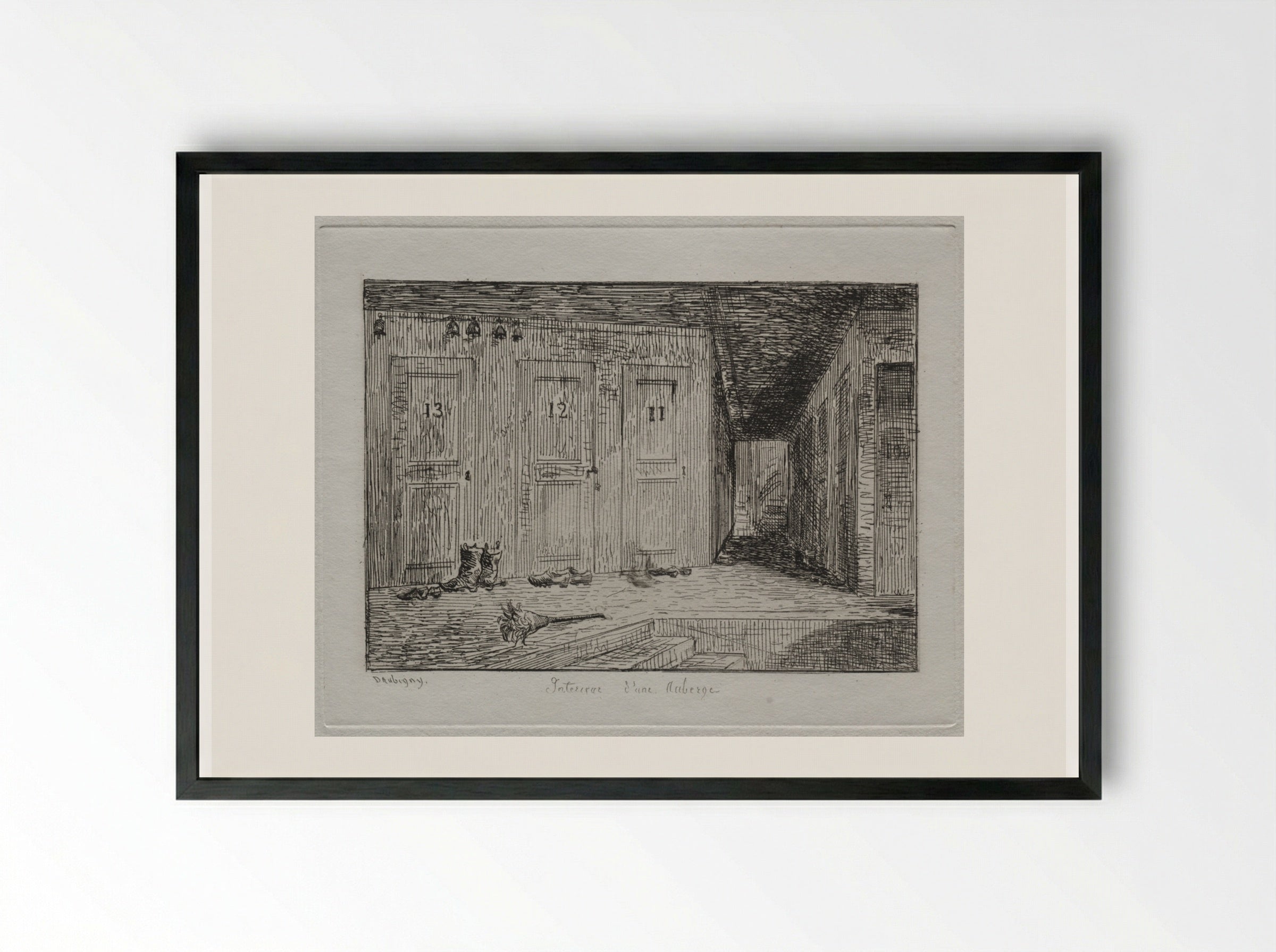 Interior of an Inn - Charles-François Daubigny - Framed Print Black
