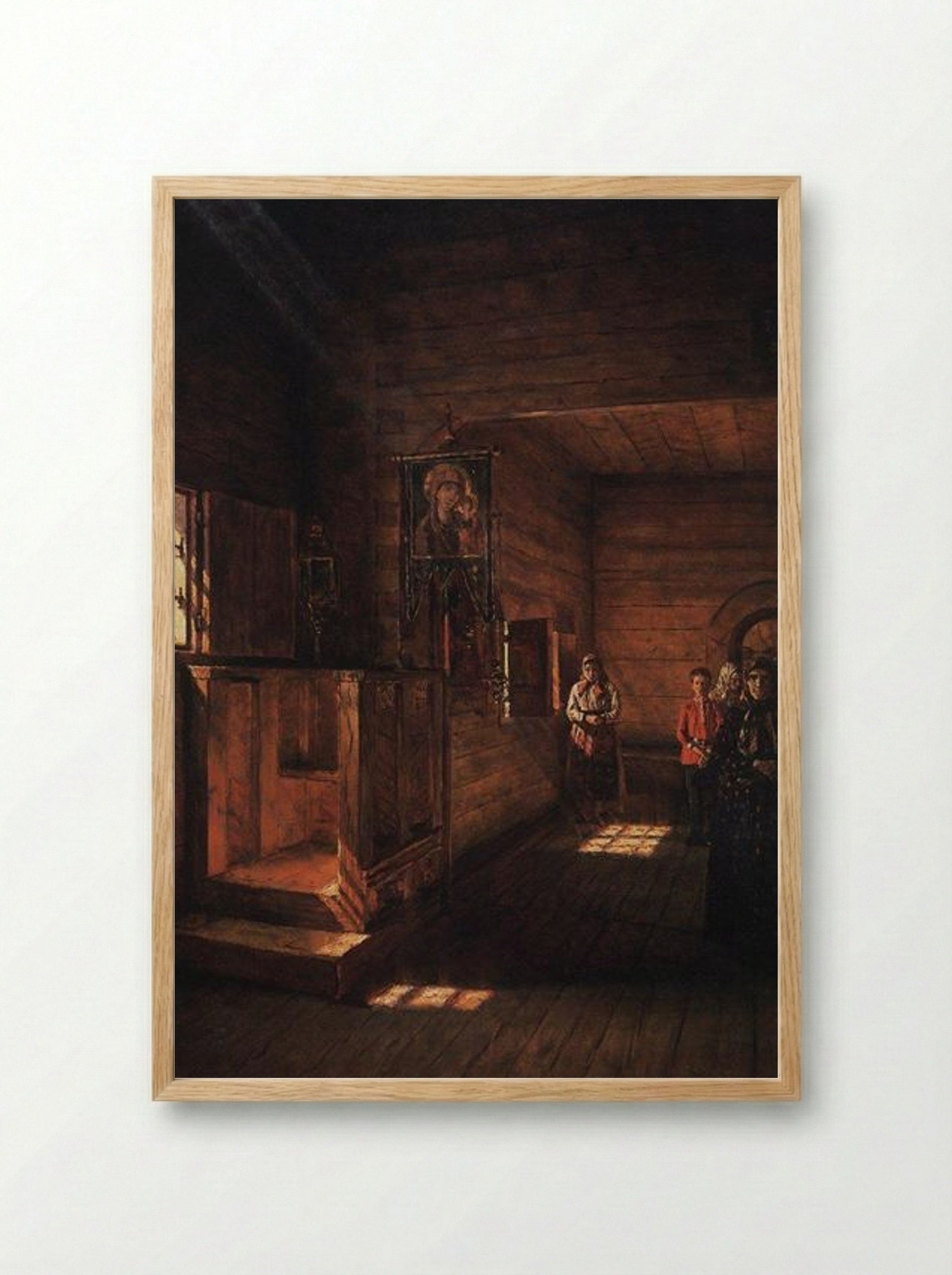 Interior of the Church of St. John the Evangelist on the Ishna near Rostov Yaroslavsky - Vasily Vereshchagin - Framed Print Wood