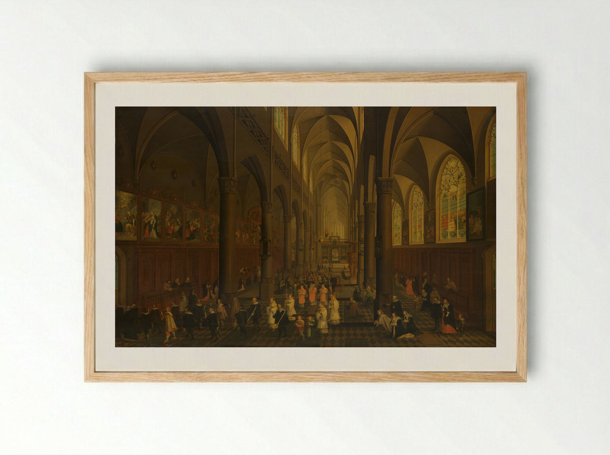 Interior of the Dominican Church in Antwerp - Peeter Neeffs (I) - Framed Print Wood