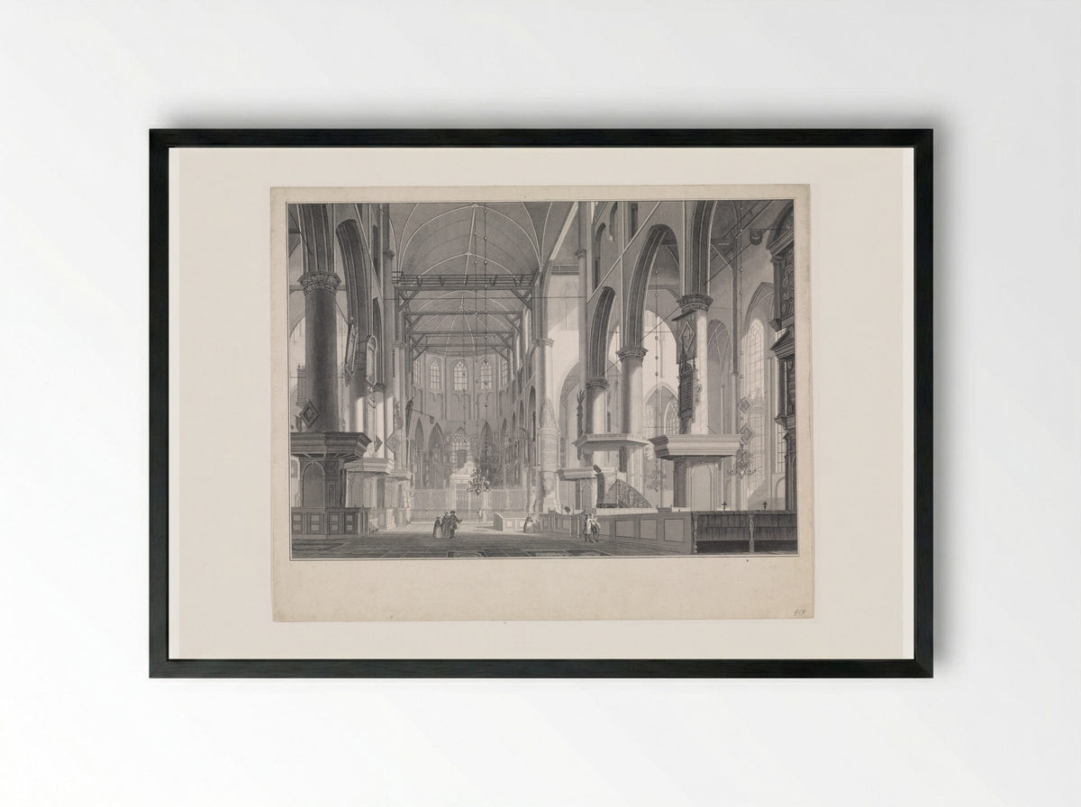 Interior of the Grote of Sint-Laurenskerk, Rotterdam - Jan Punt - Framed Print Black