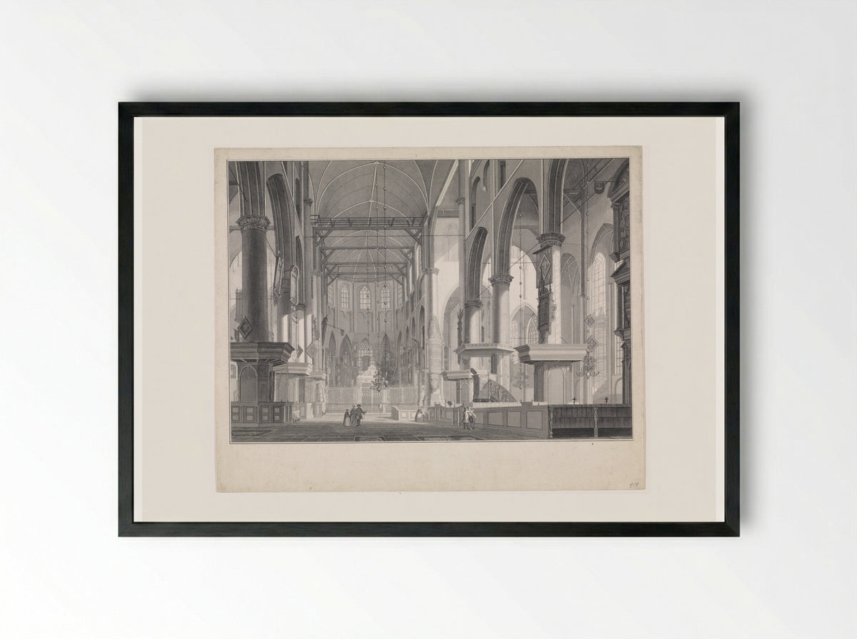 Interior of the Grote of Sint-Laurenskerk, Rotterdam - Jan Punt - Framed Print Black