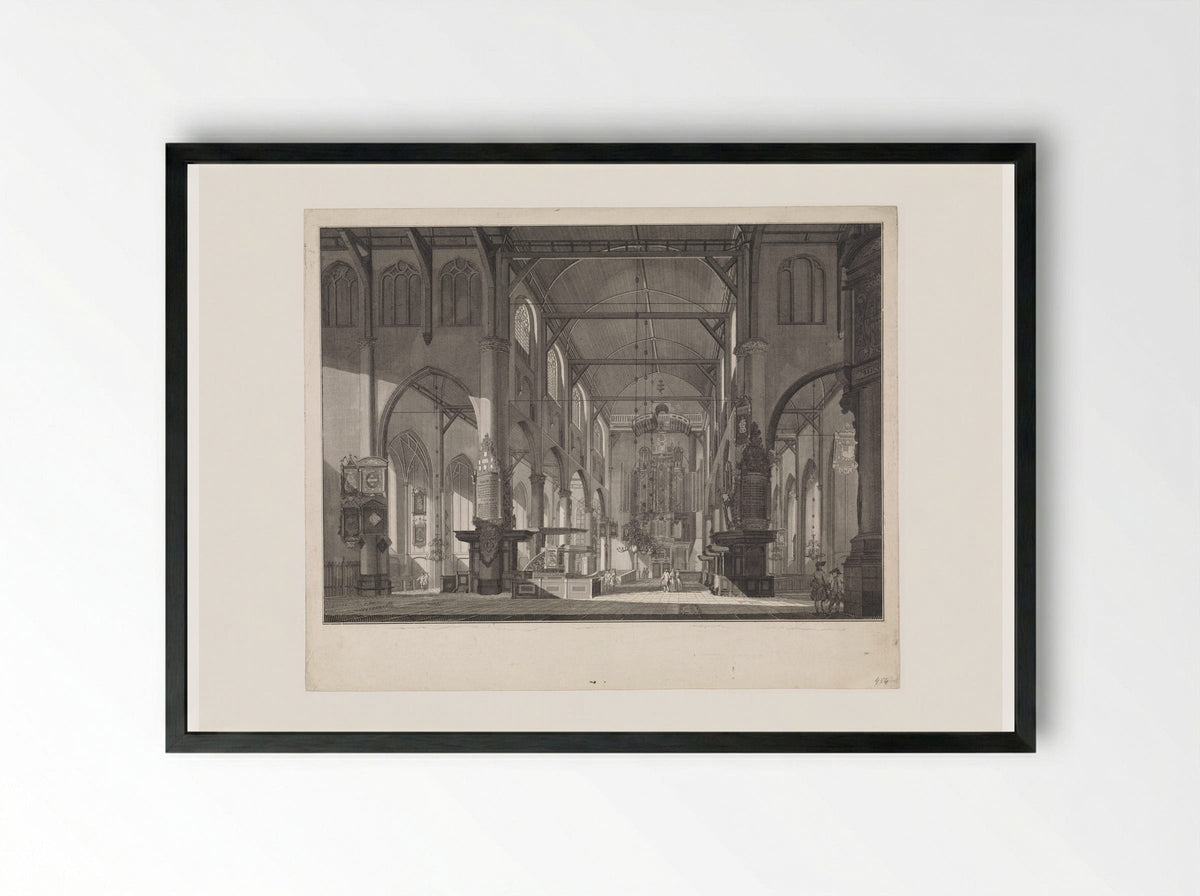 Interior of the Grote of Sint-Laurenskerk - Jan Punt - Framed Print Black