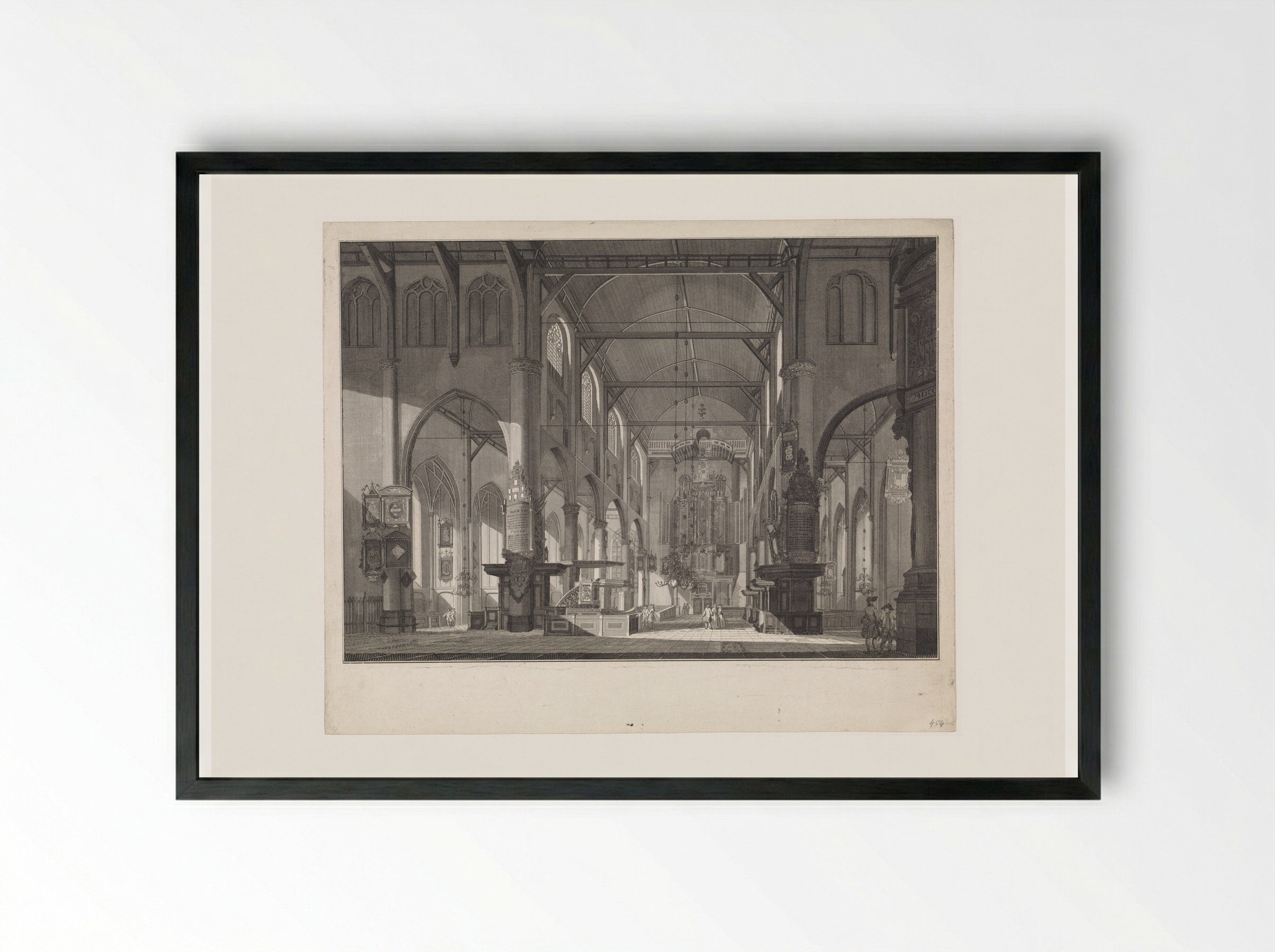 Interior of the Grote of Sint-Laurenskerk - Jan Punt - Framed Print Black