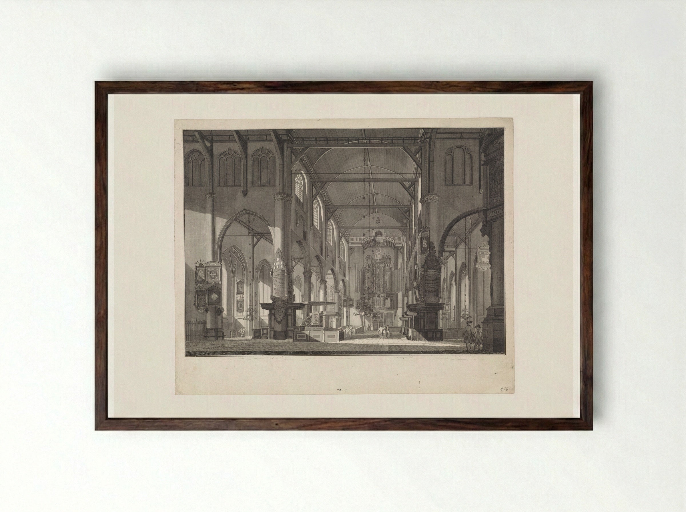 Interior of the Grote of Sint-Laurenskerk - Jan Punt - Framed Print Dark Wood