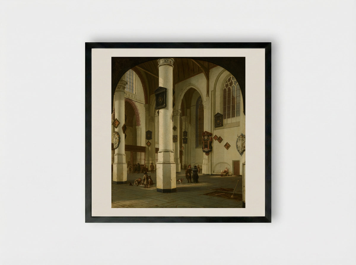 Interior of the Oude Kerk, Delft - Hendrick van Vliet - Framed Print Black