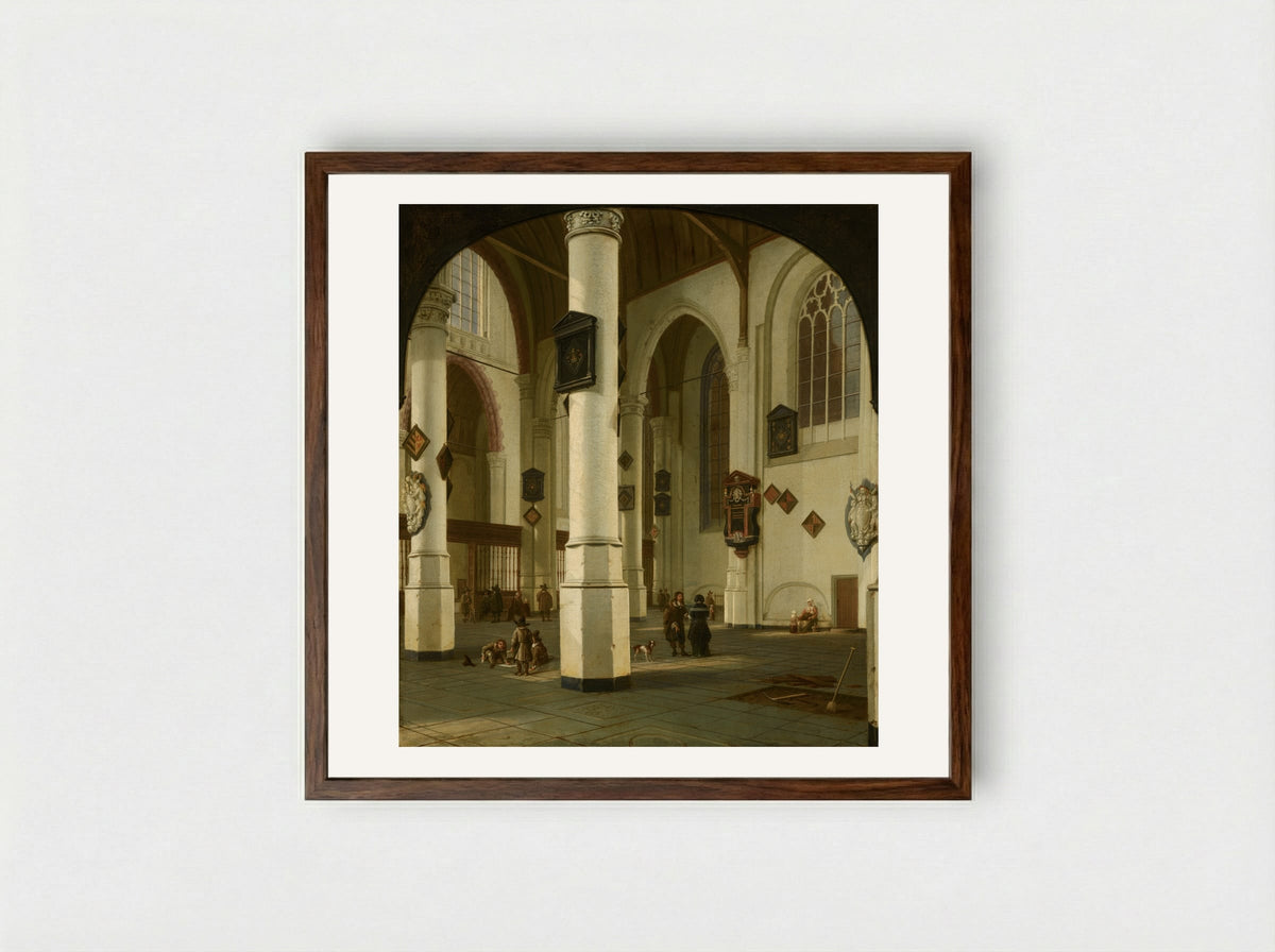 Interior of the Oude Kerk, Delft - Hendrick van Vliet - Framed Print Dark Wood