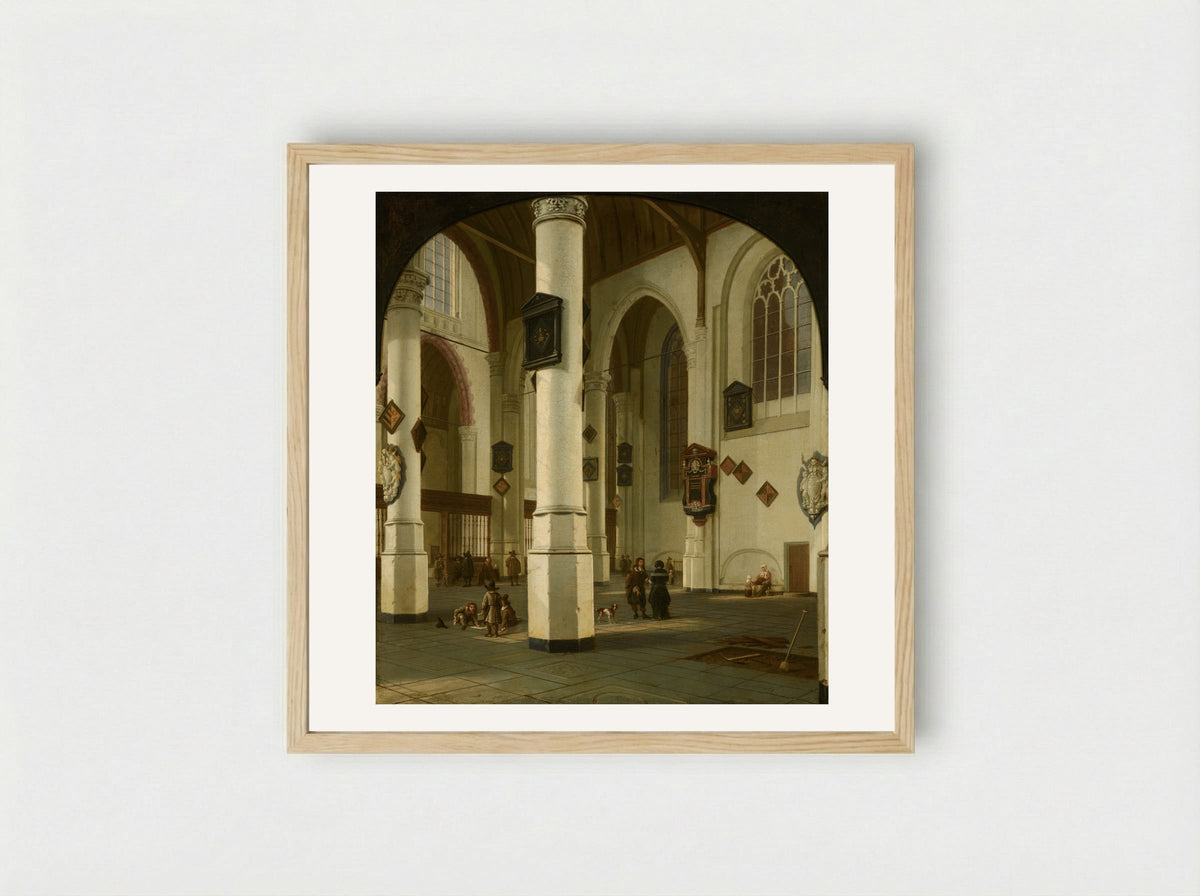 Interior of the Oude Kerk, Delft - Hendrick van Vliet - Framed Print Wood