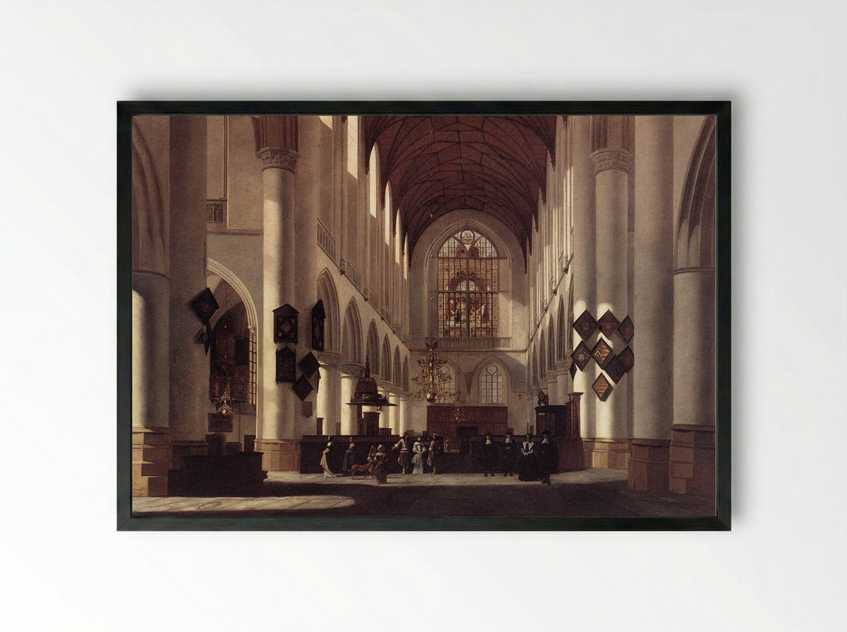 Interior of the Sint-Bavokerk, Haarlem - Job Adriaensz Berckheyde - Framed Print Black