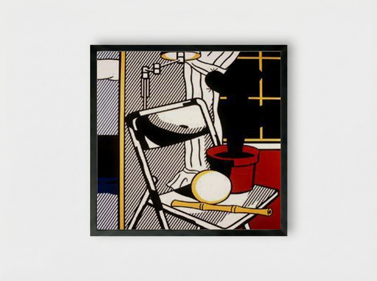 Interior with Cactus - Roy Lichtenstein - Framed Print Black