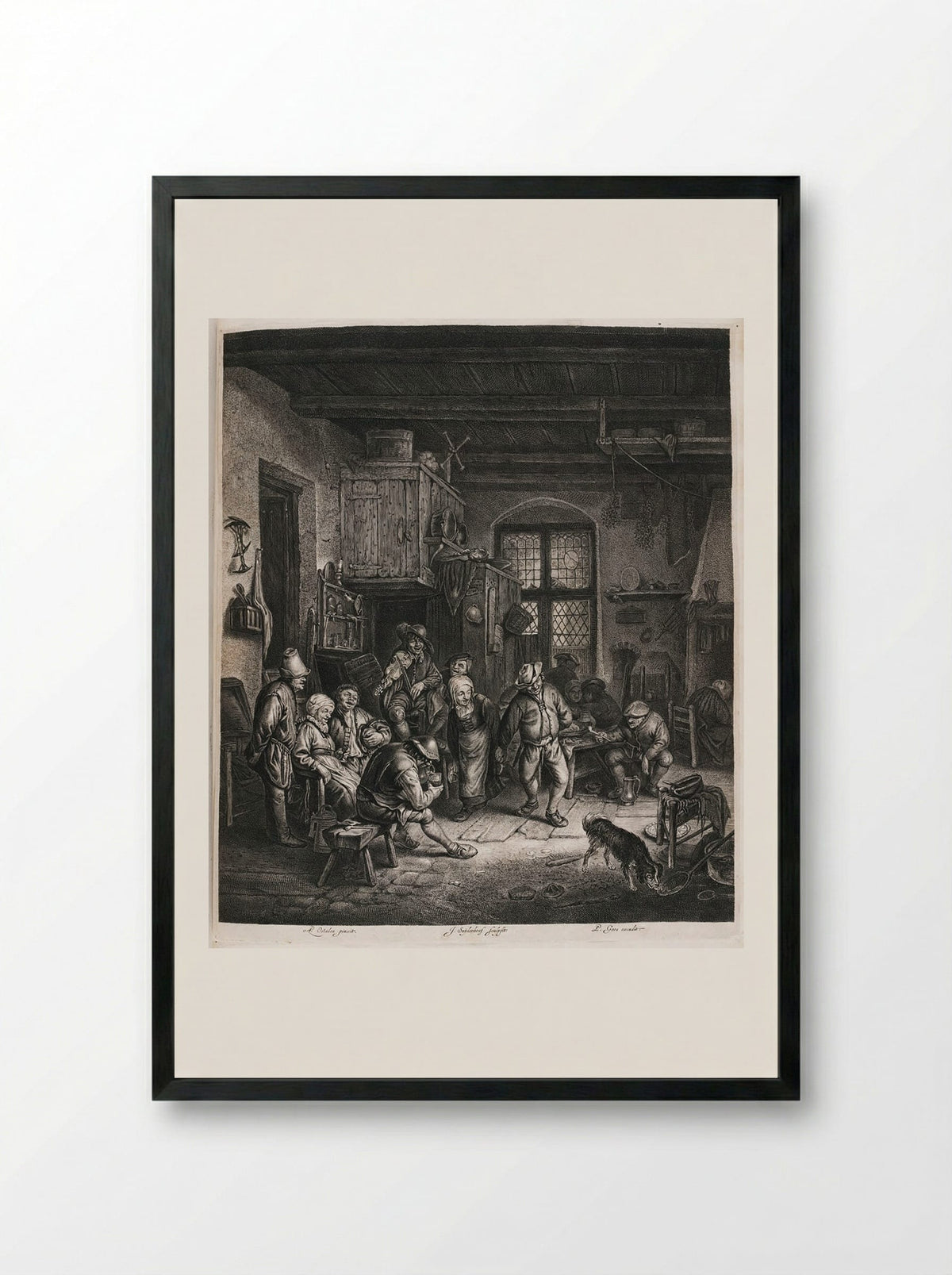 Interior with Dancing Couple - Jonas Suyderhoef - Framed Print Black