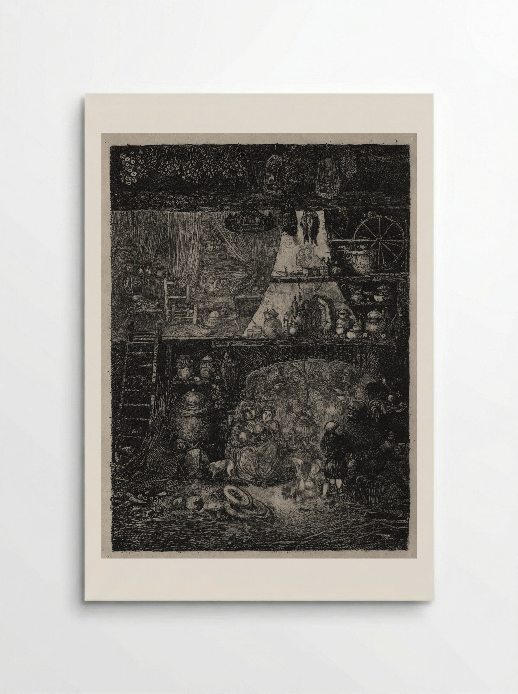Interior with Peasants of the Haute Garonne - Rodolphe Bresdin - Poster