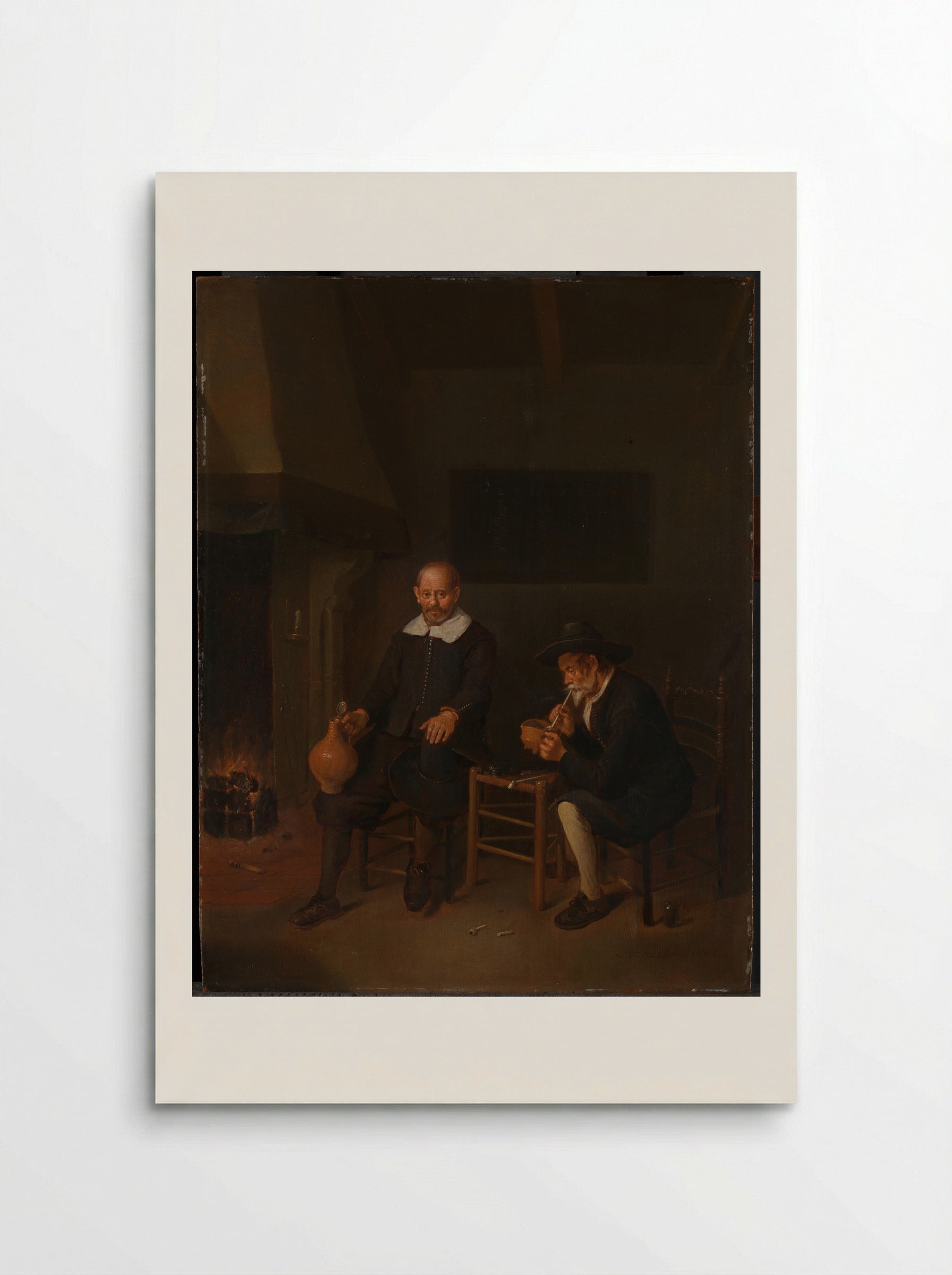 Interior with Two Men by the Fire - Quiringh Gerritsz. van Brekelenkam - Poster