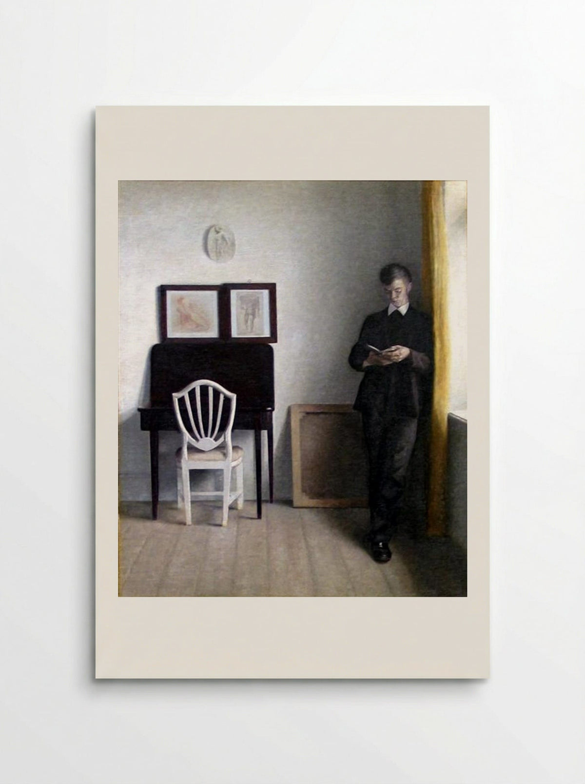 Interior with Young Man Reading - Vilhelm Hammershoi - Poster