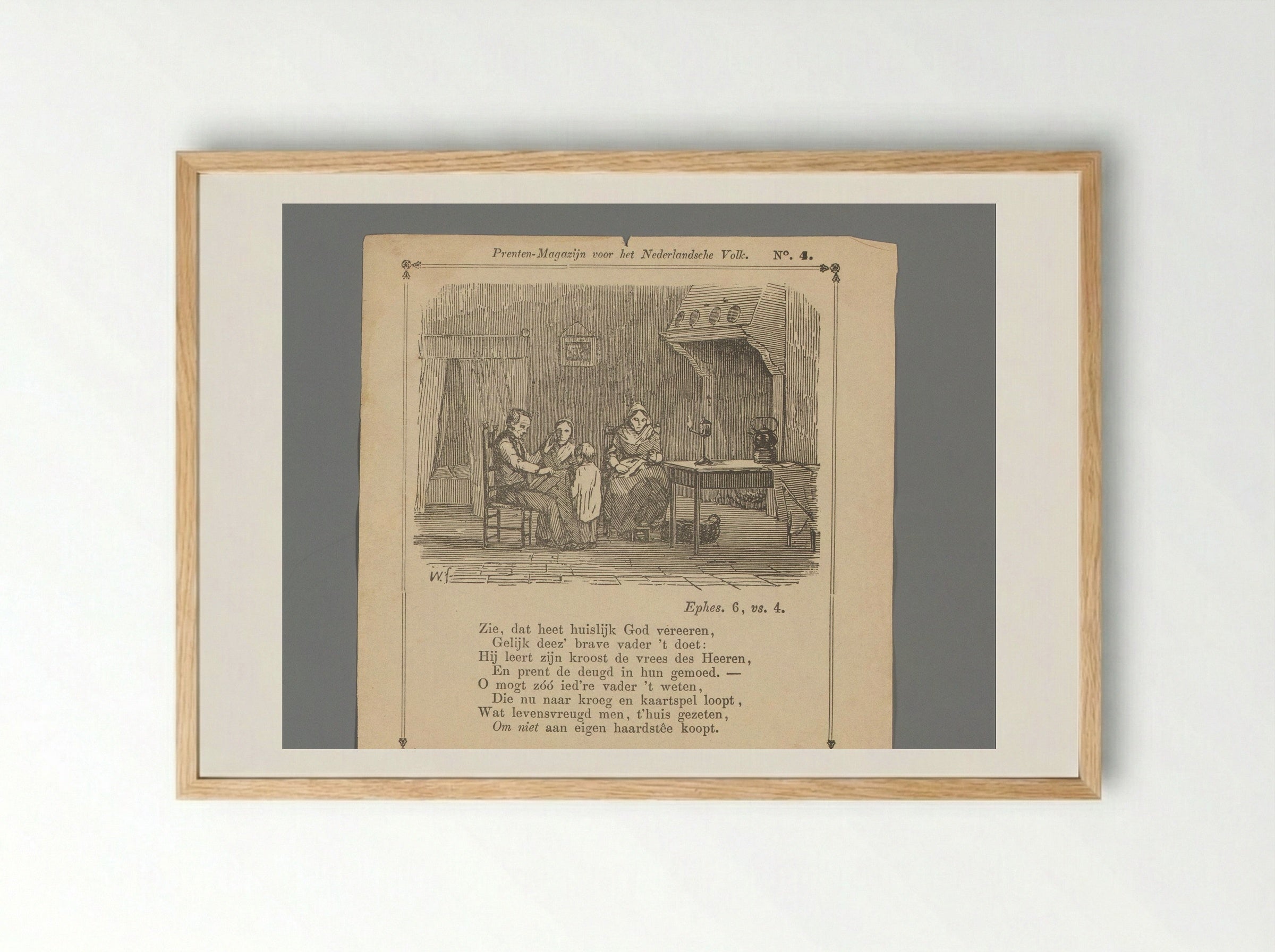 Interior with a Father Reading to his Family - Isaac Weissenbruch - Framed Print Wood