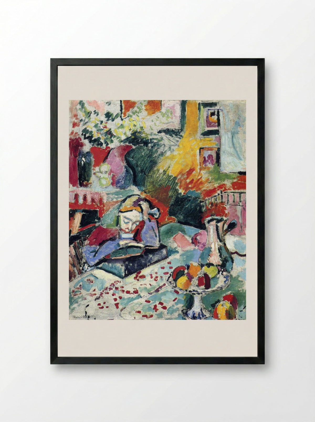 Interior with a Girl Reading - Henri Matisse - Framed Print Black