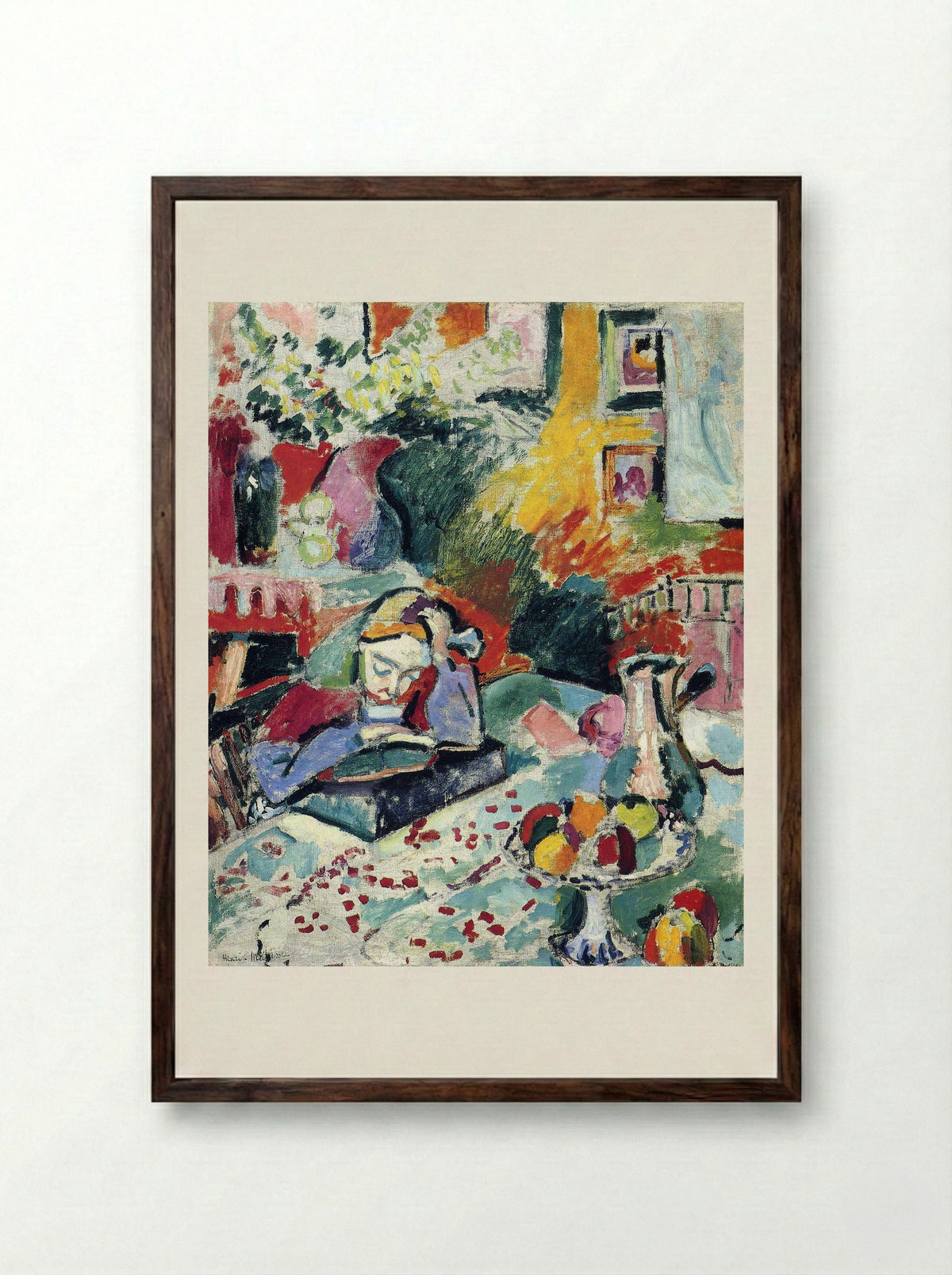 Interior with a Girl Reading - Henri Matisse - Framed Print Dark Wood