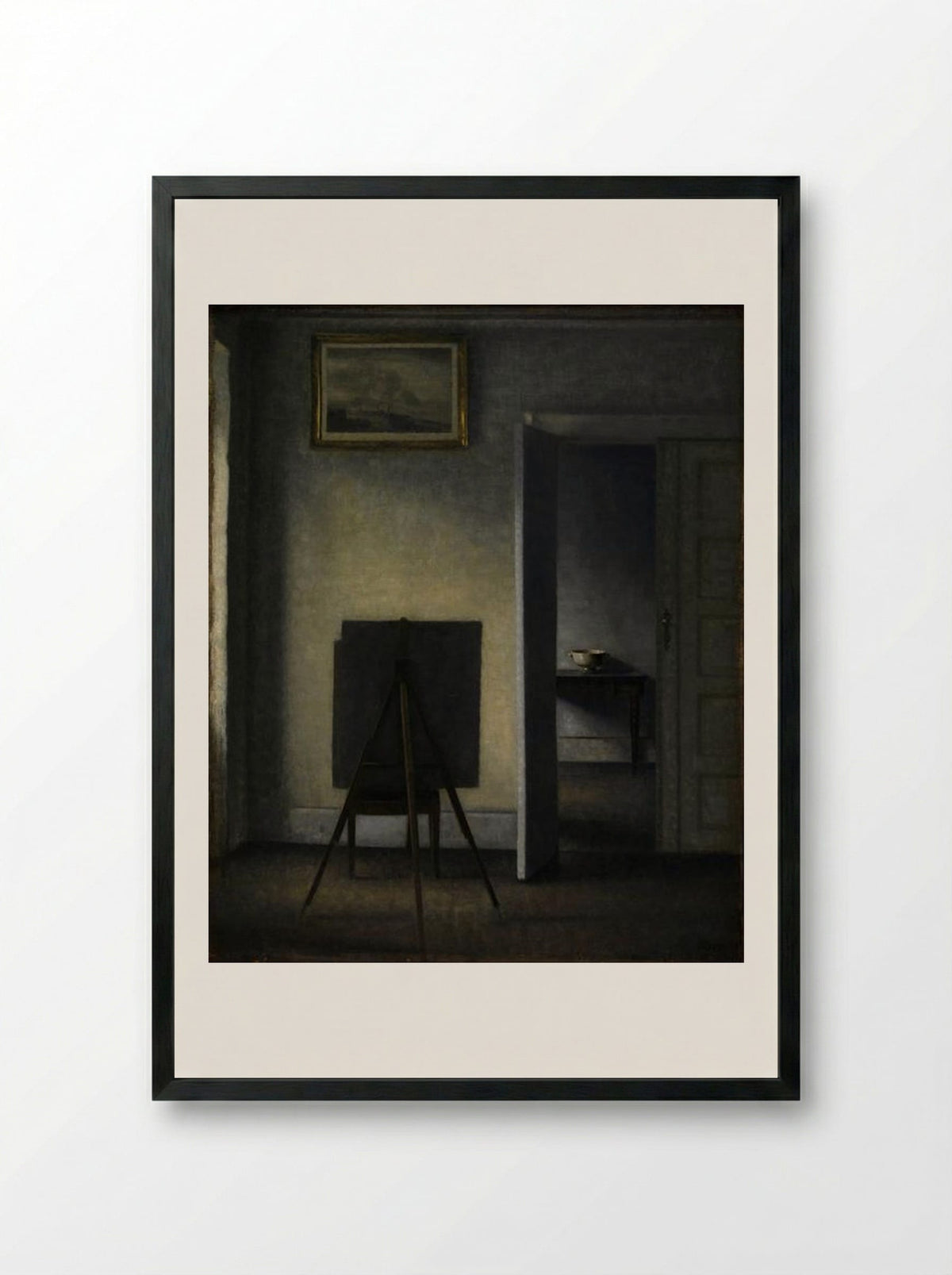 Interior with the Artist's Easel - Vilhelm Hammershøi - Framed Print Black