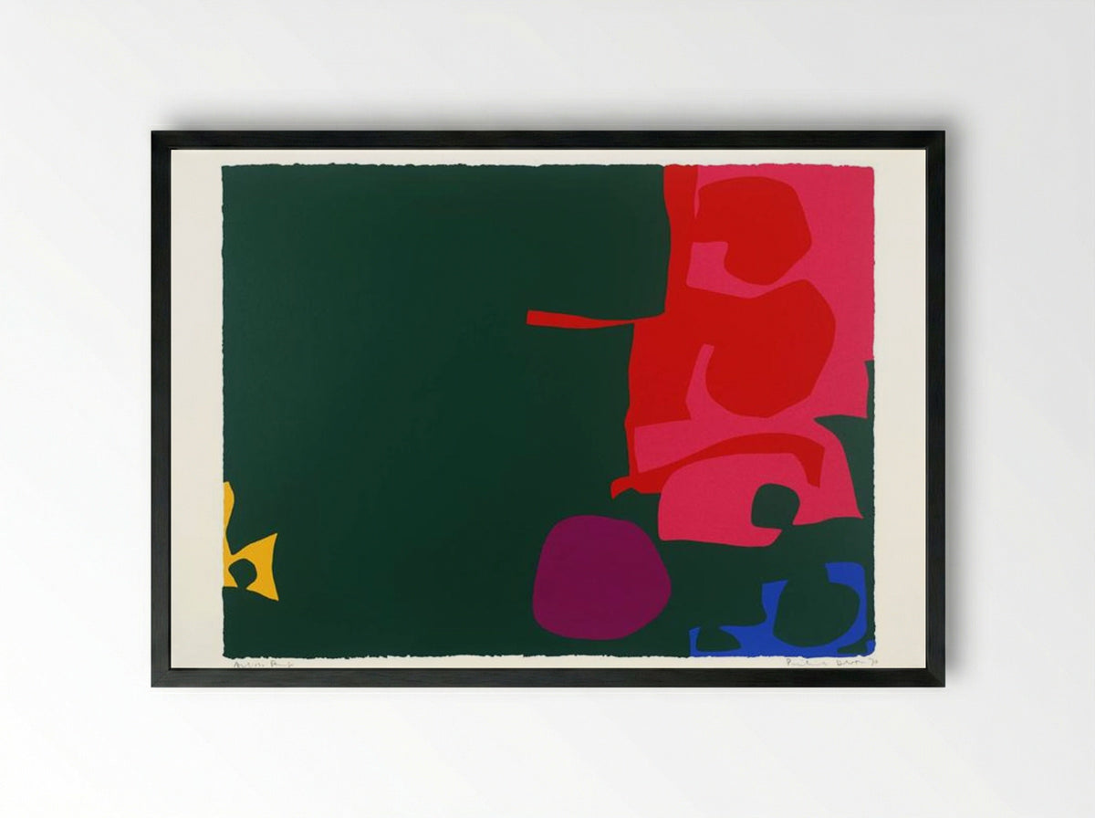 Interlocking Scarlet and Pink in Deep Green - Patrick Heron - Framed Print Black