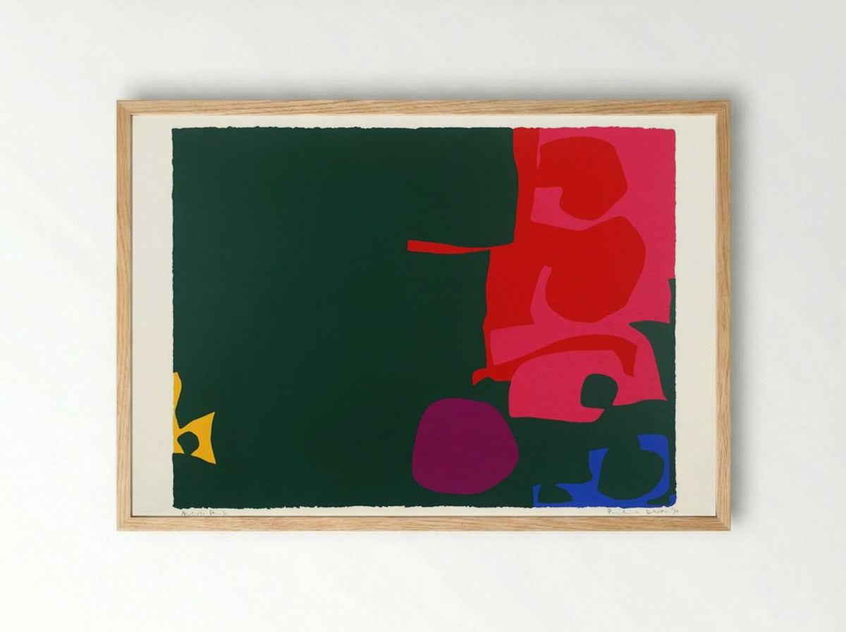 Interlocking Scarlet and Pink in Deep Green - Patrick Heron - Framed Print Wood