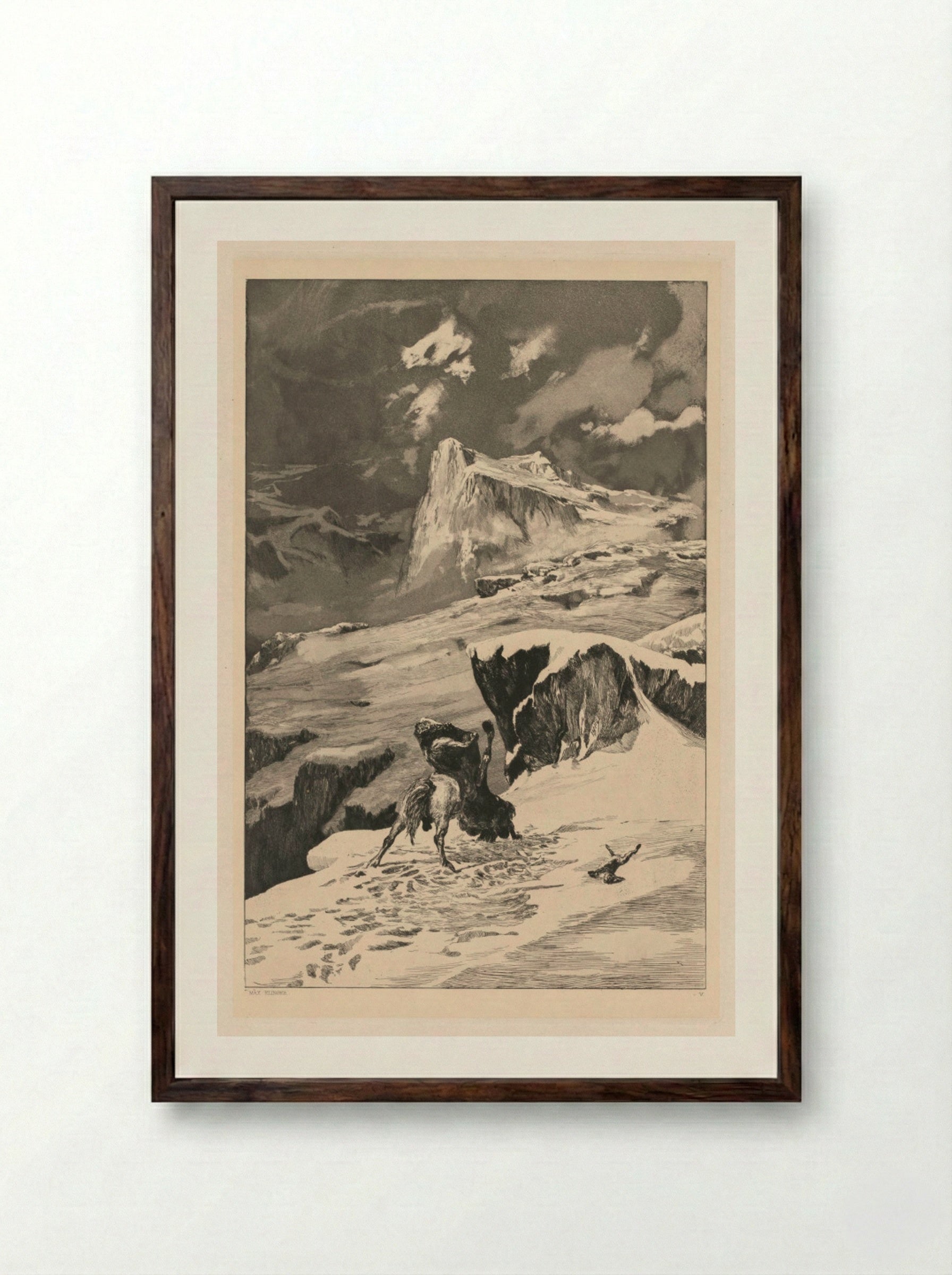 Intermezzo: Battling Centaurs (Opus IV, 4) - Max Klinger - Framed Print Dark Wood