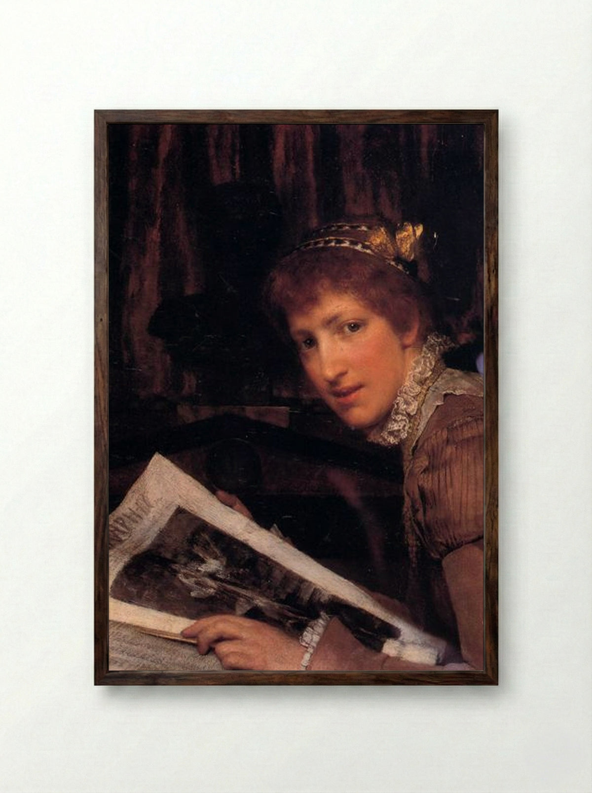 Interrupted - Sir Lawrence Alma-Tadema - Framed Print Dark Wood
