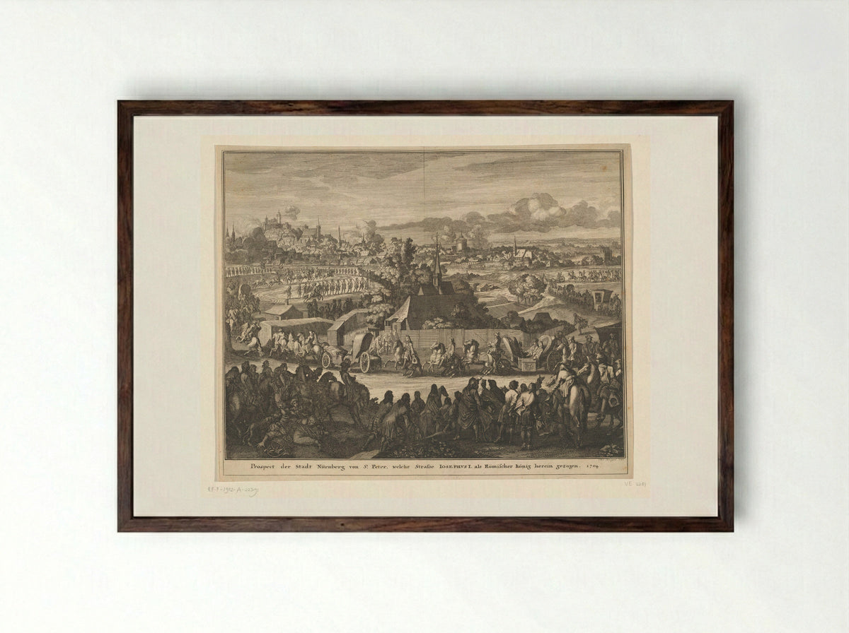 Intocht van Jozef I te Neurenberg - Caspar Luyken - Framed Print Dark Wood