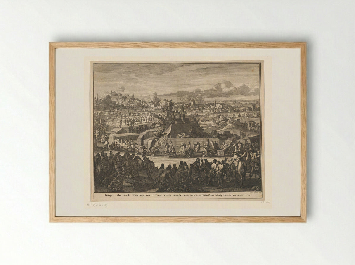 Intocht van Jozef I te Neurenberg - Caspar Luyken - Framed Print Wood
