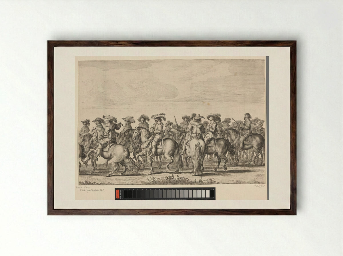 Intocht van Maria de Médicis te Amsterdam (plaat 5) - Pieter Nolpe - Framed Print Dark Wood