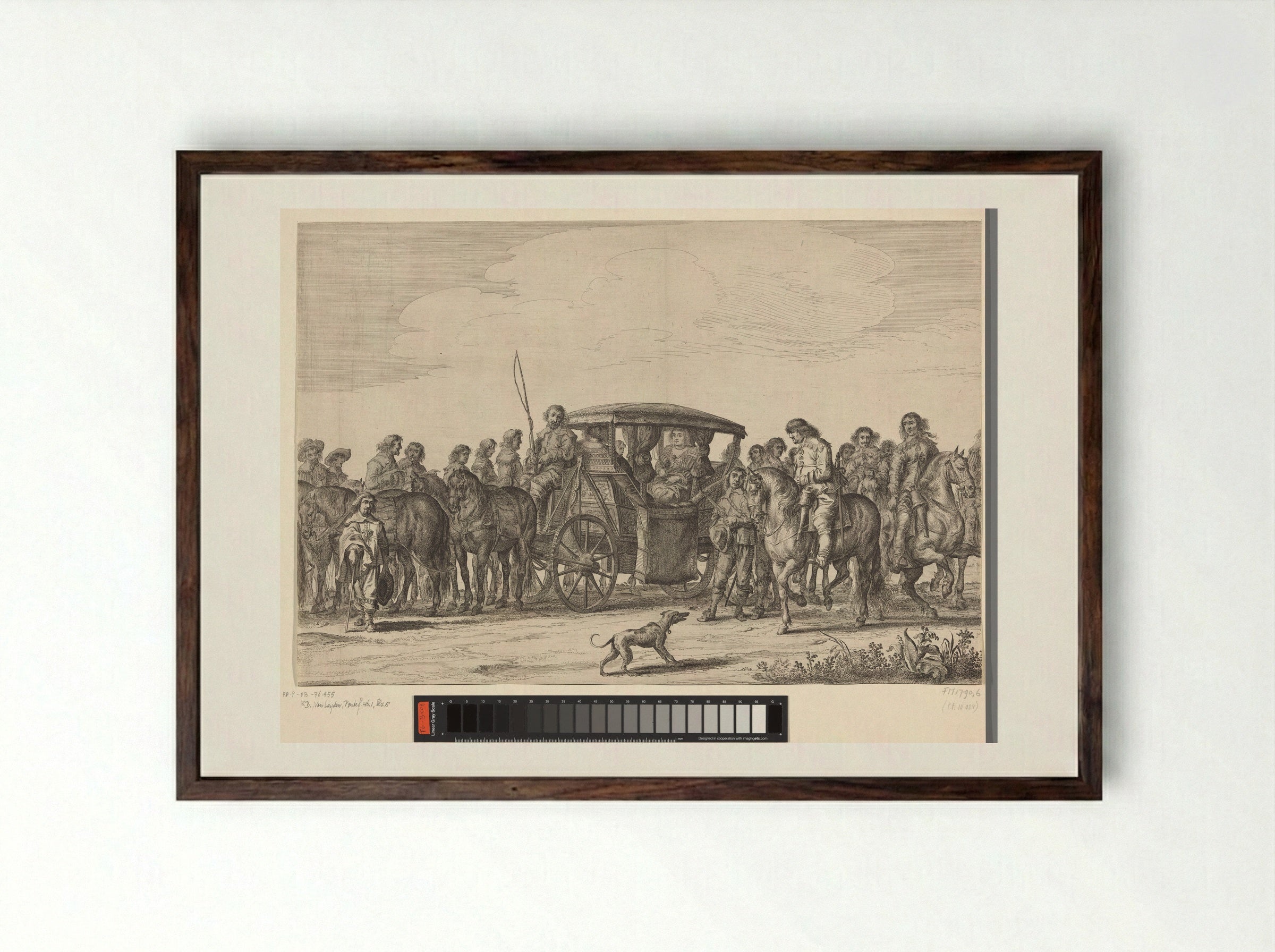 Intocht van Maria de Médicis te Amsterdam (plaat 6) - Pieter Nolpe - Framed Print Dark Wood