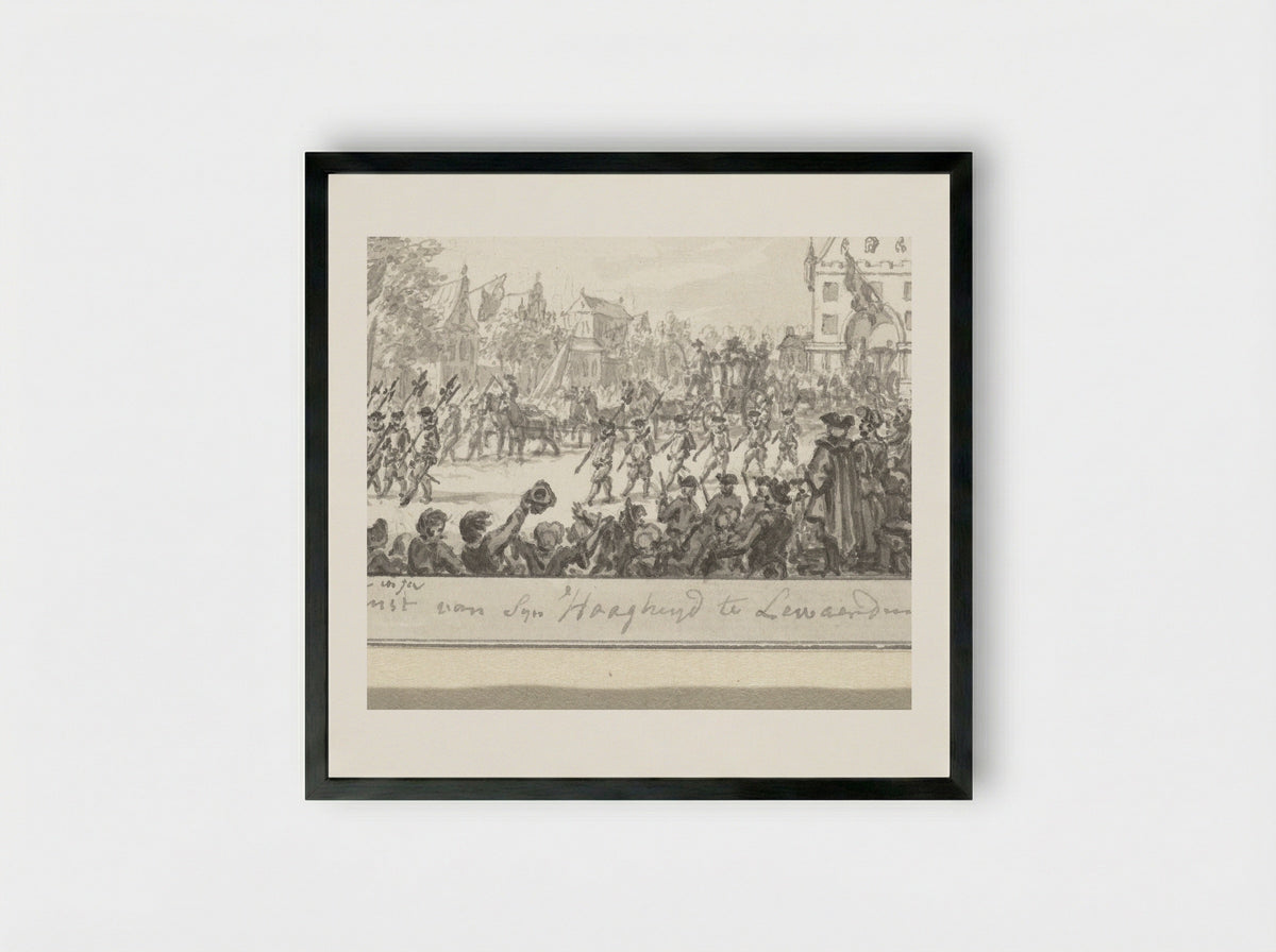 Intrede van de prins en prinses van Oranje te Leeuwarden - Simon Fokke - Framed Print Black