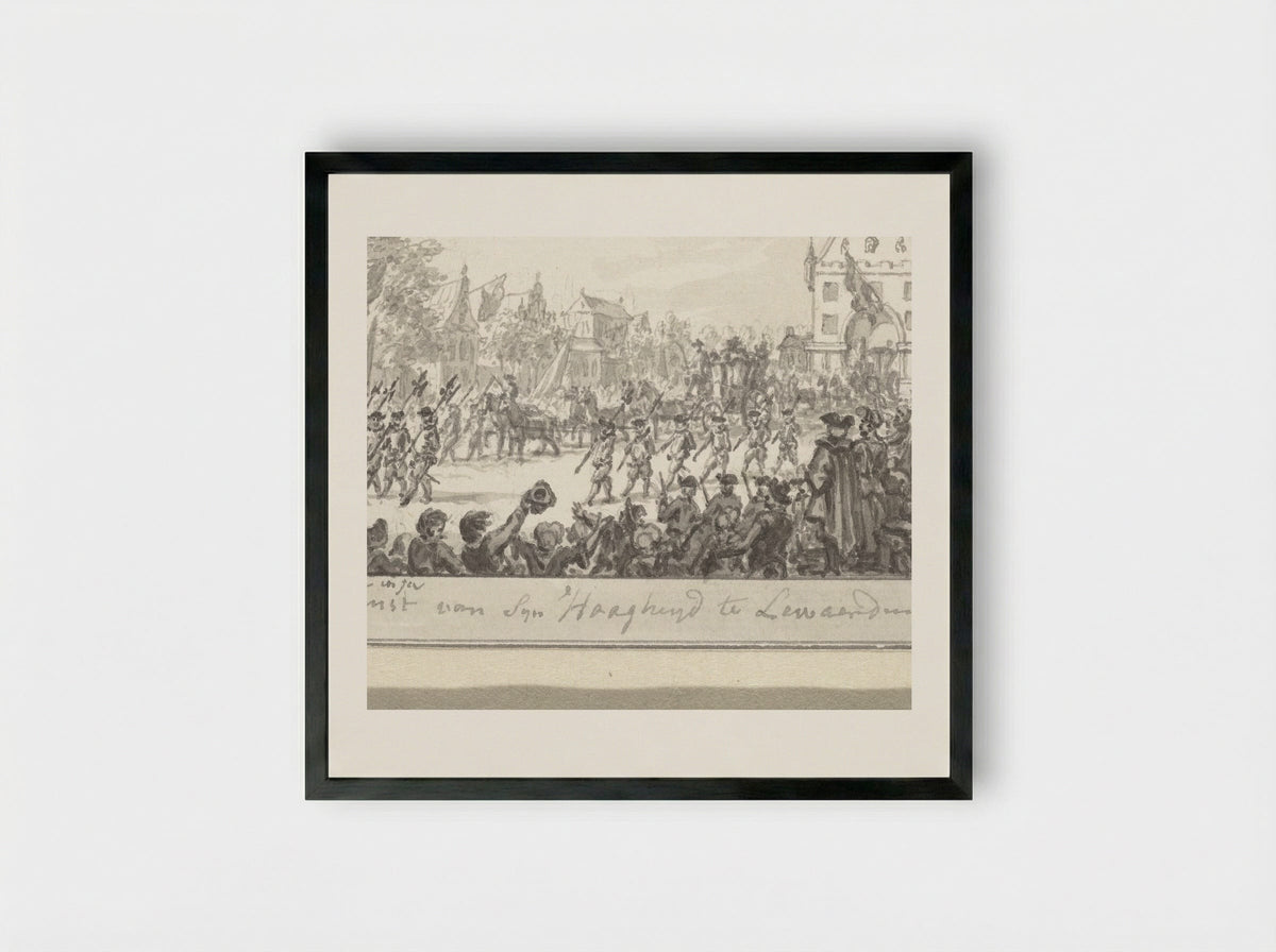 Intrede van de prins en prinses van Oranje te Leeuwarden - Simon Fokke - Framed Print Black