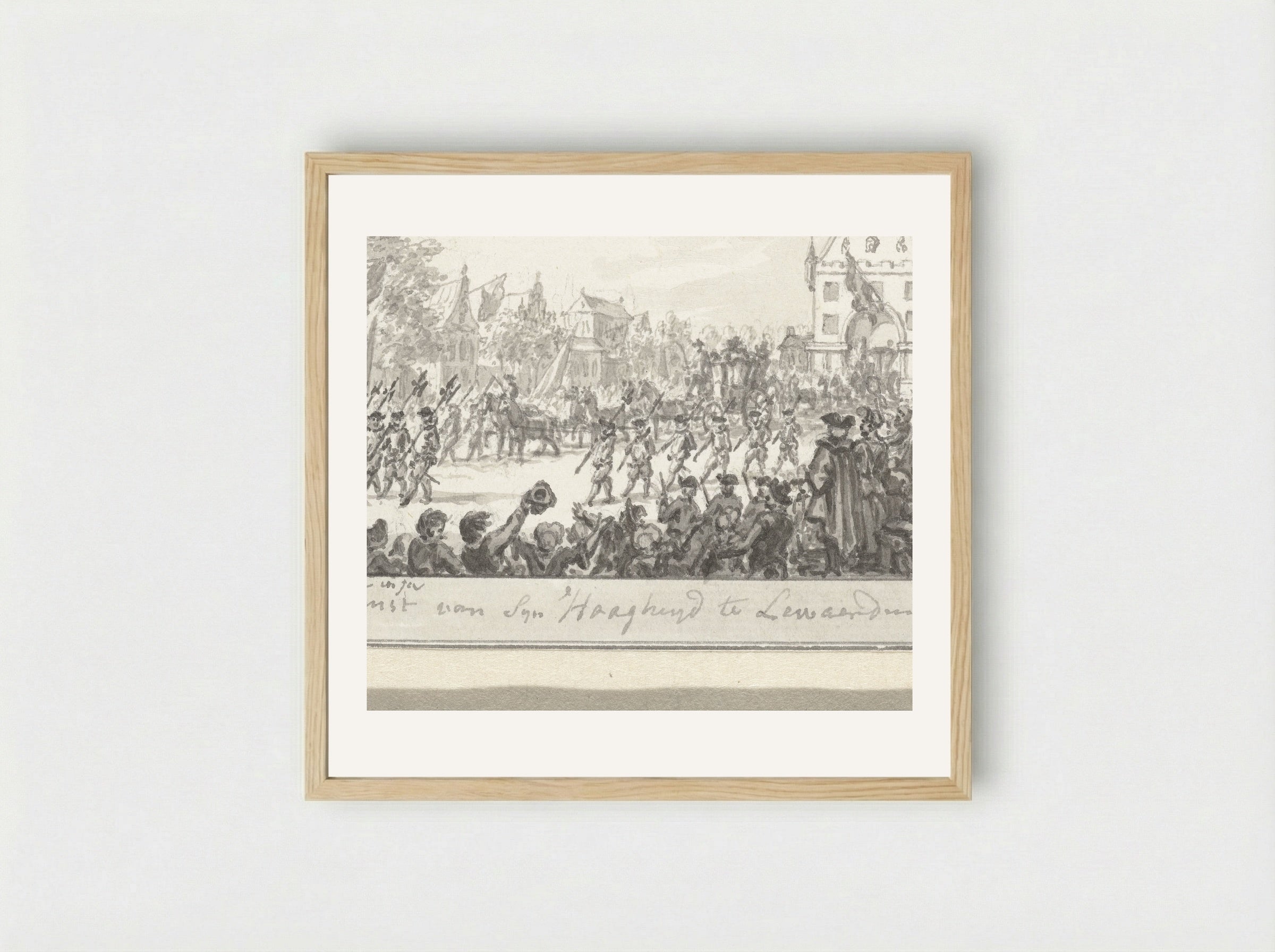 Intrede van de prins en prinses van Oranje te Leeuwarden - Simon Fokke - Framed Print Wood