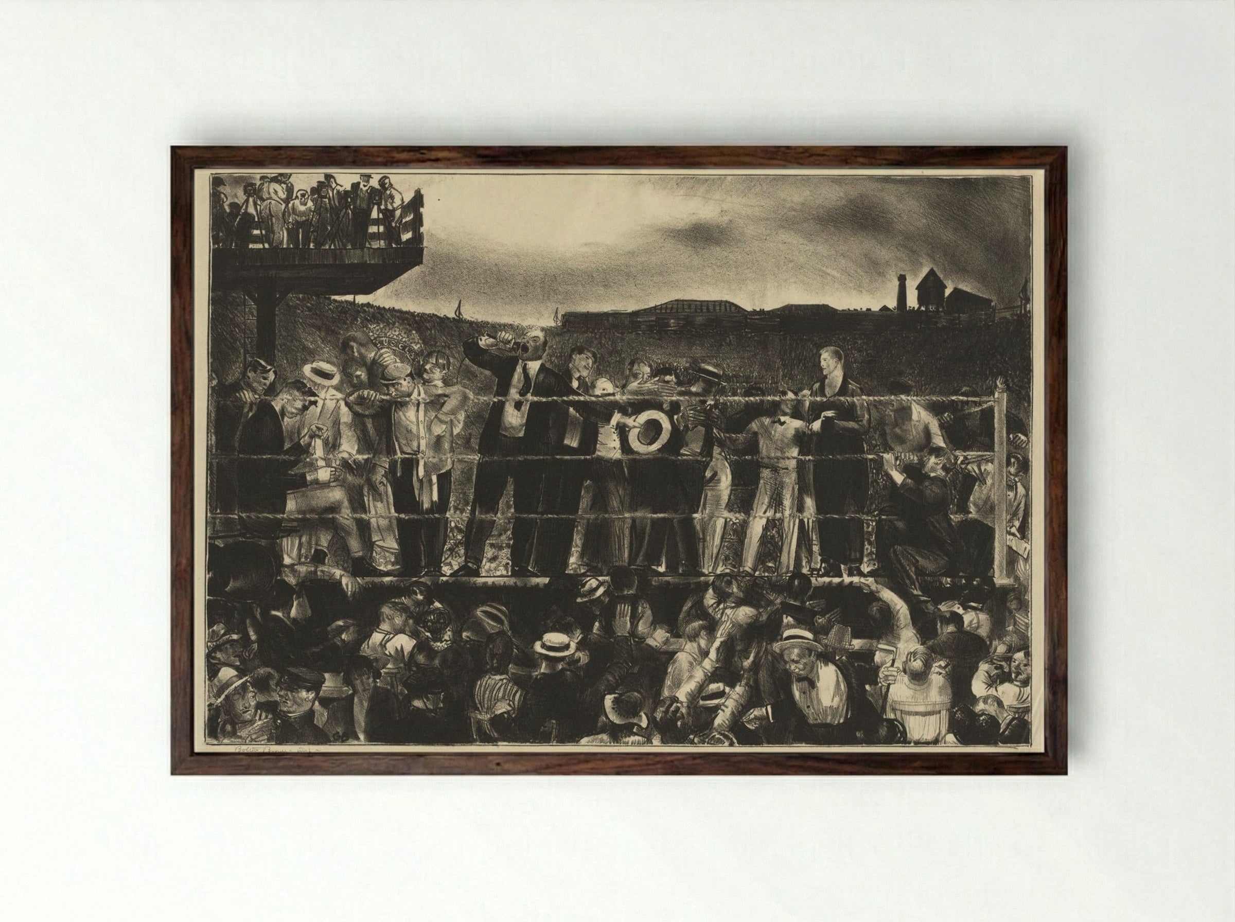 Introducing Georges Carpentier - George Bellows - Framed Print Dark Wood
