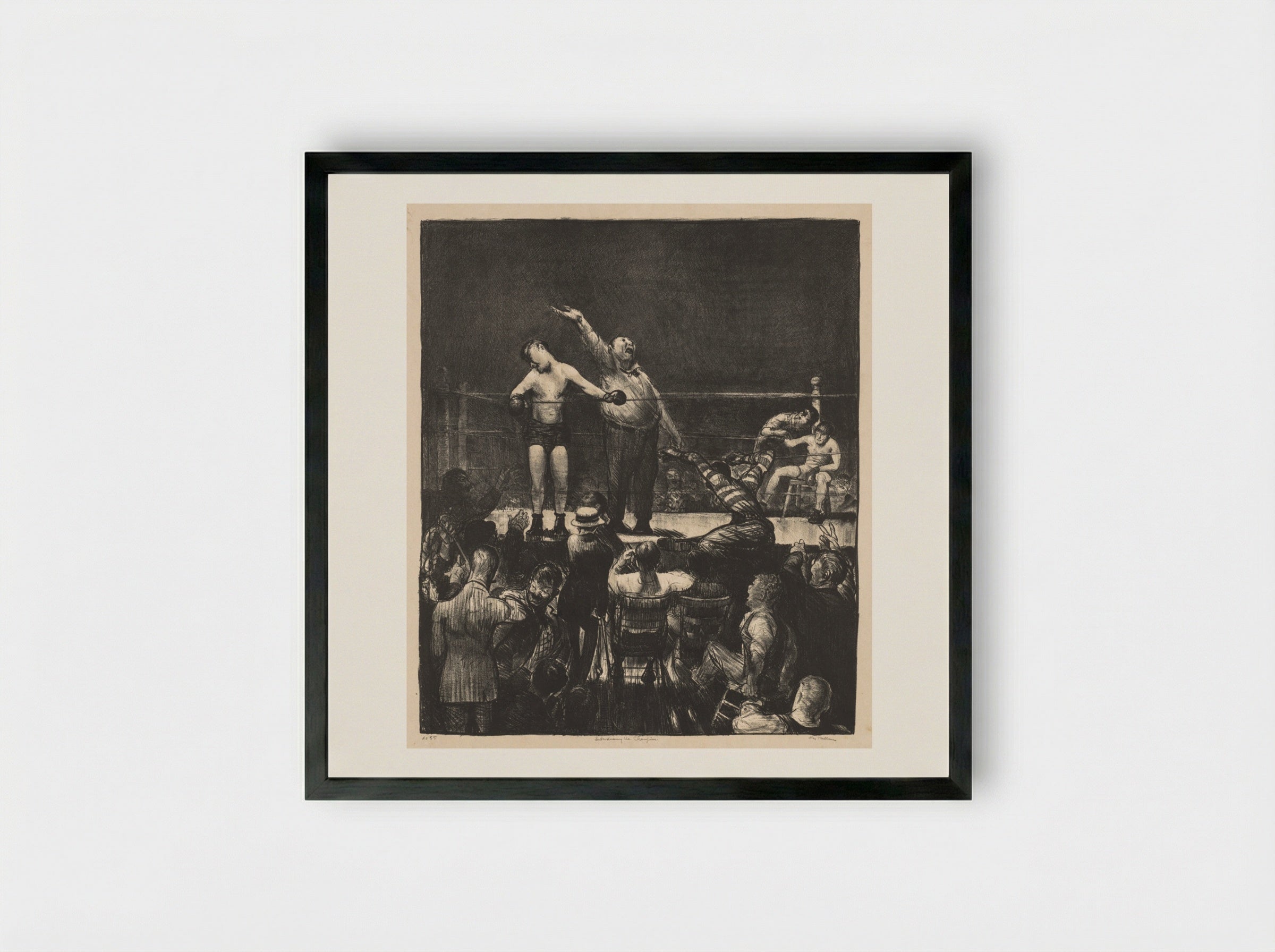 Introducing the Champion - George Bellows - Framed Print Black