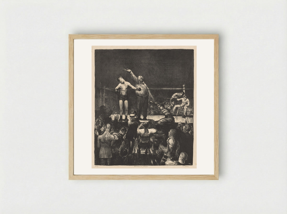Introducing the Champion - George Bellows - Framed Print Wood
