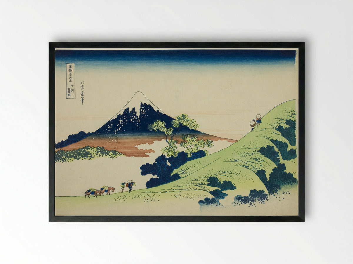 Inume Pass in Kai Province - Katsushika Hokusai - Framed Print Black