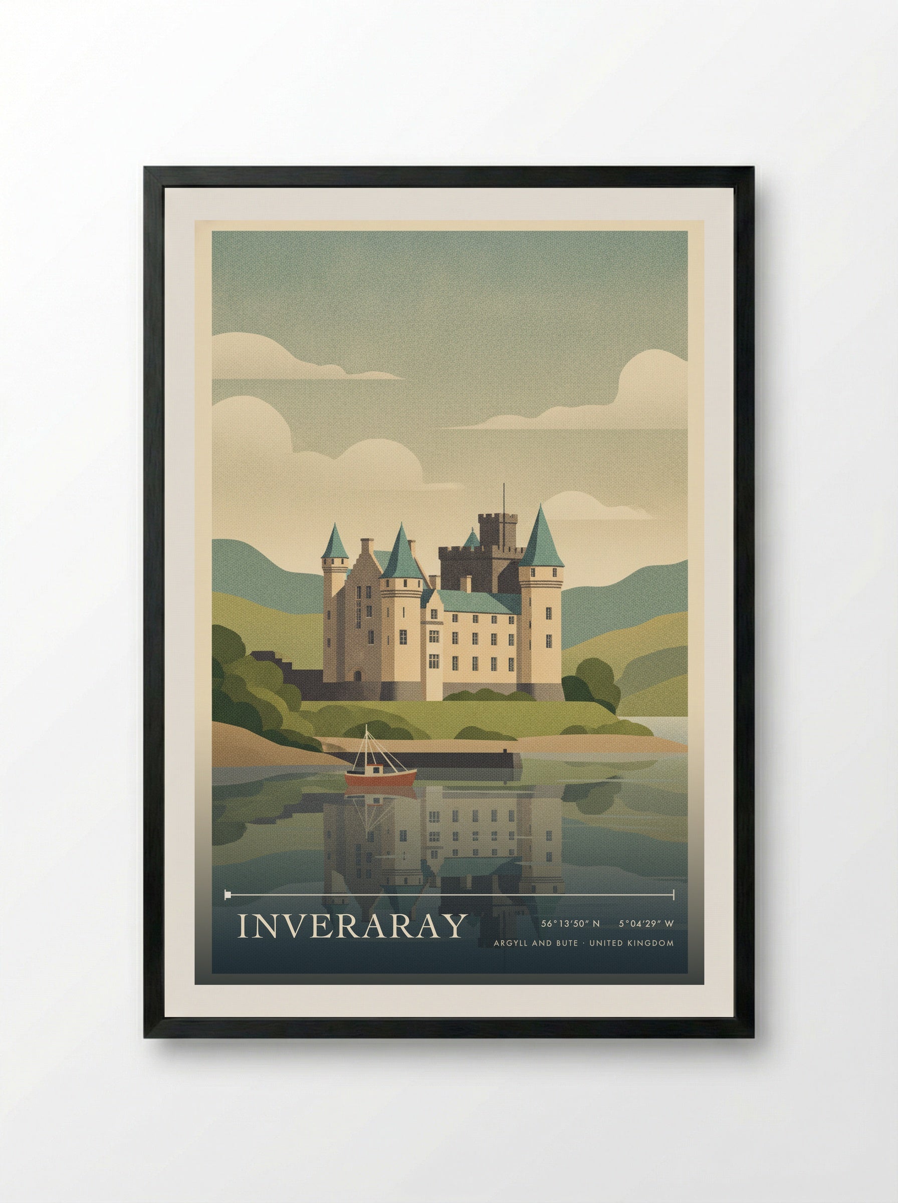 Inveraray Argyll and Bute United Kingdom Travel Poster - Framed Print Black