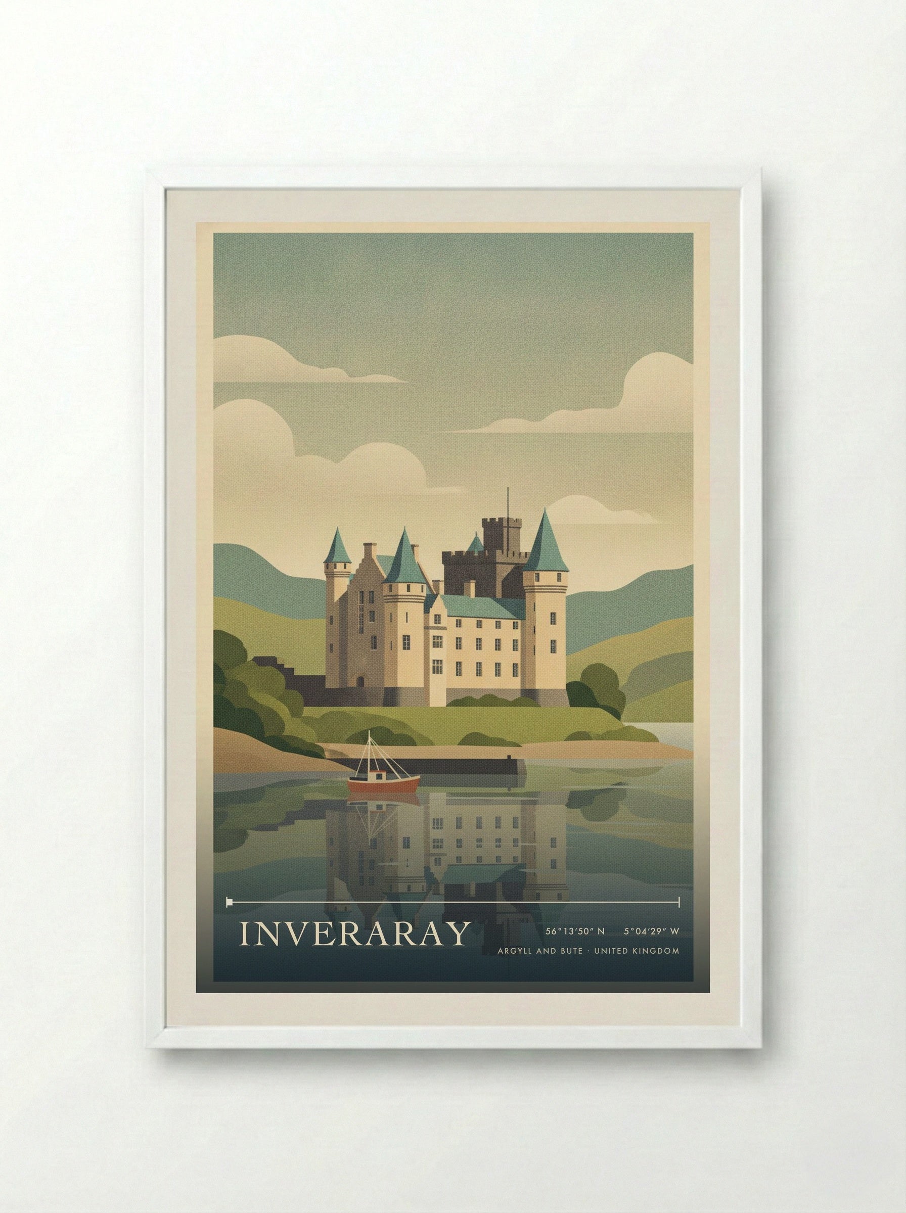Inveraray Argyll and Bute United Kingdom Travel Poster - Framed Print White