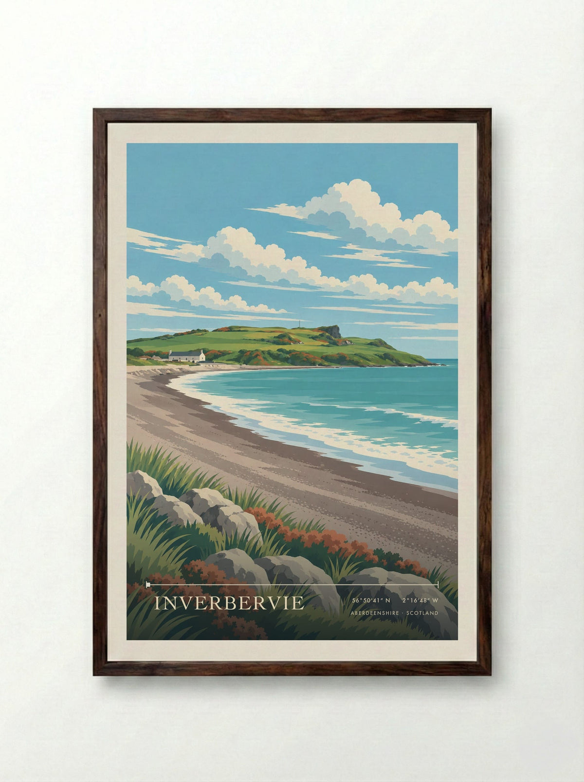 Inverbervie, Aberdeenshire | Travel Poster - Framed Print Dark Wood